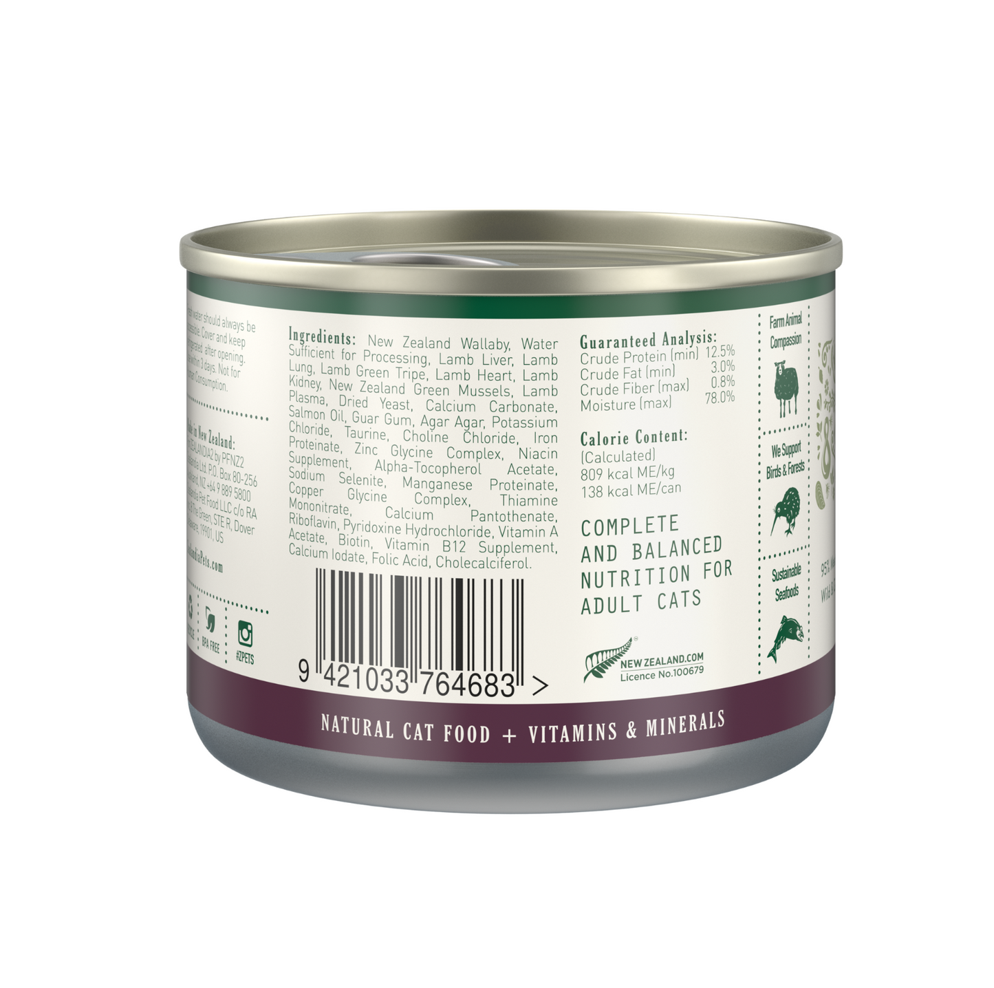 Zealandia Grain Free Wallaby Pate Adult Cat Wet Food 170g - {{product.type}} - PawPawUp