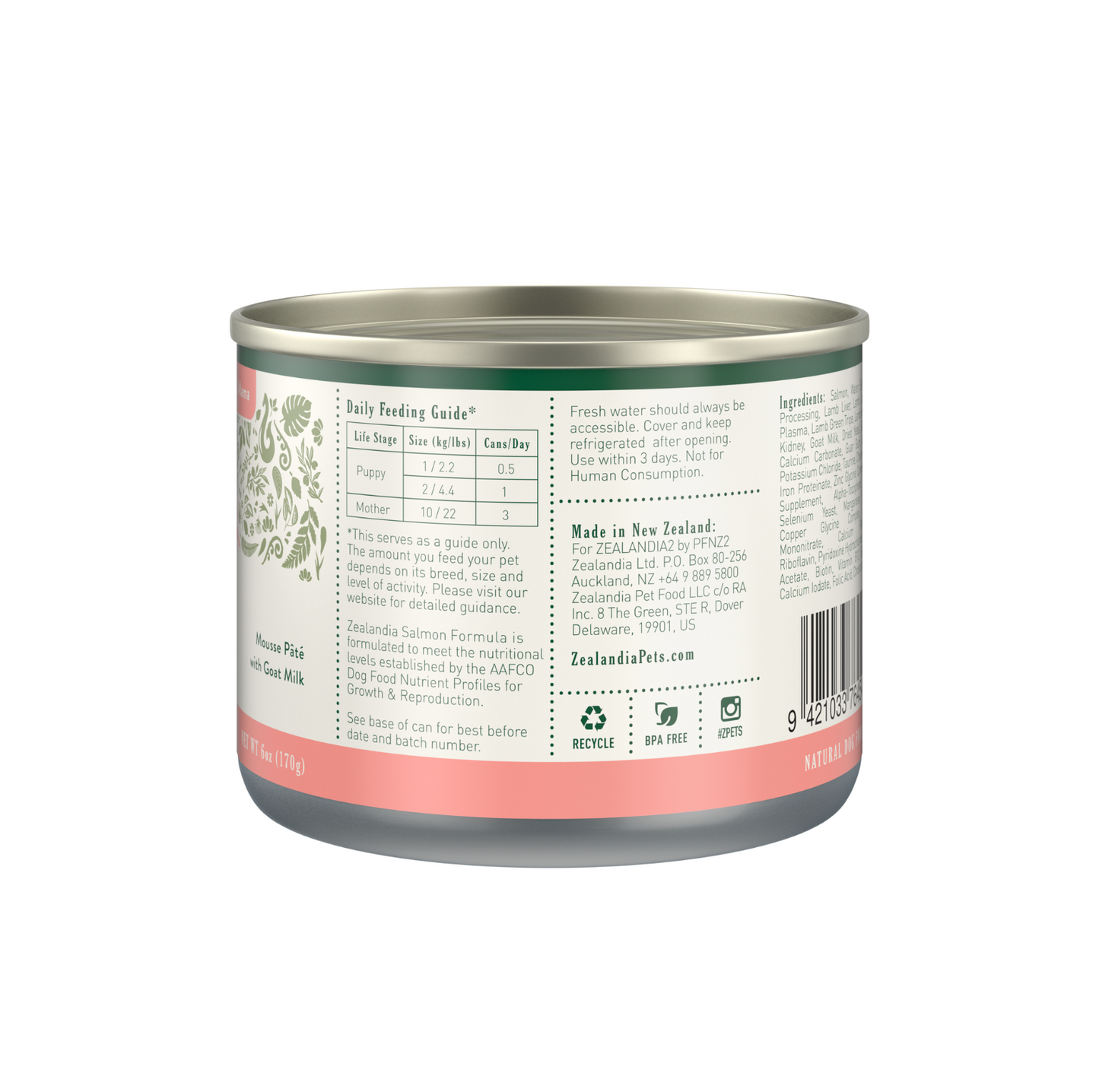 Zealandia Mousse Pate Salmon Puppy & Mama Wet Food 170g - {{product.type}} - PawPawUp