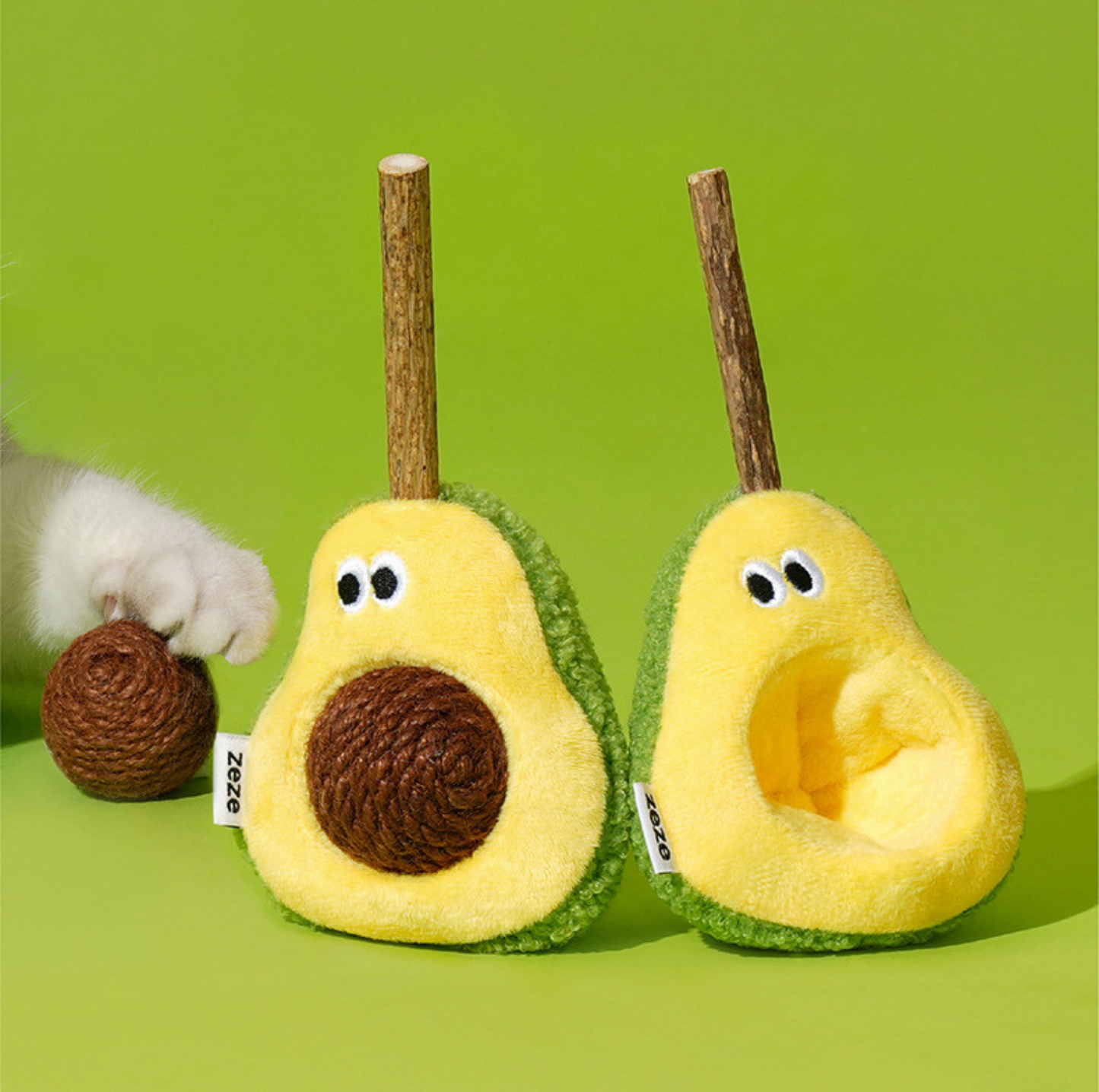 Zeze Avocado Cat Toy – Silvervine Stick & Sisal Ball Combo - {{product.type}} - PawPawUp