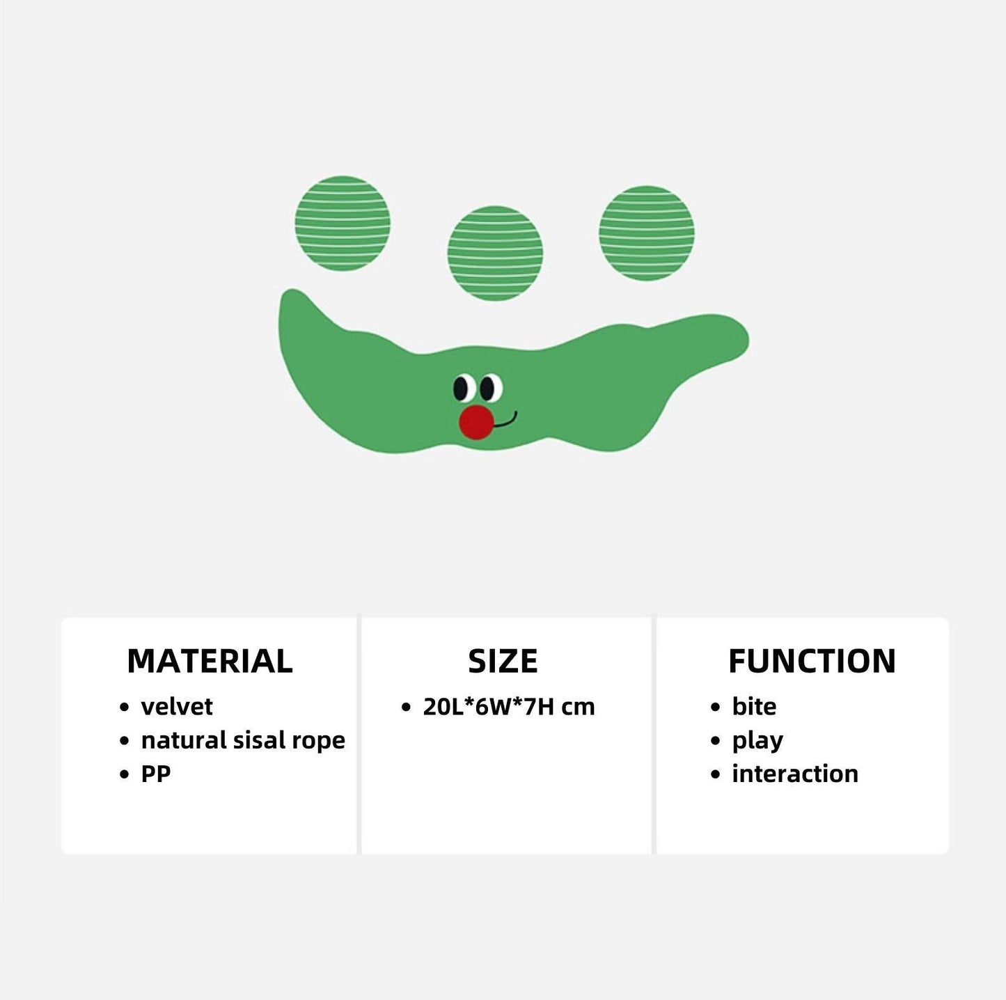 ZeZe Green Bean With Sisal Ball Cat Toys - {{product.type}} - PawPawUp