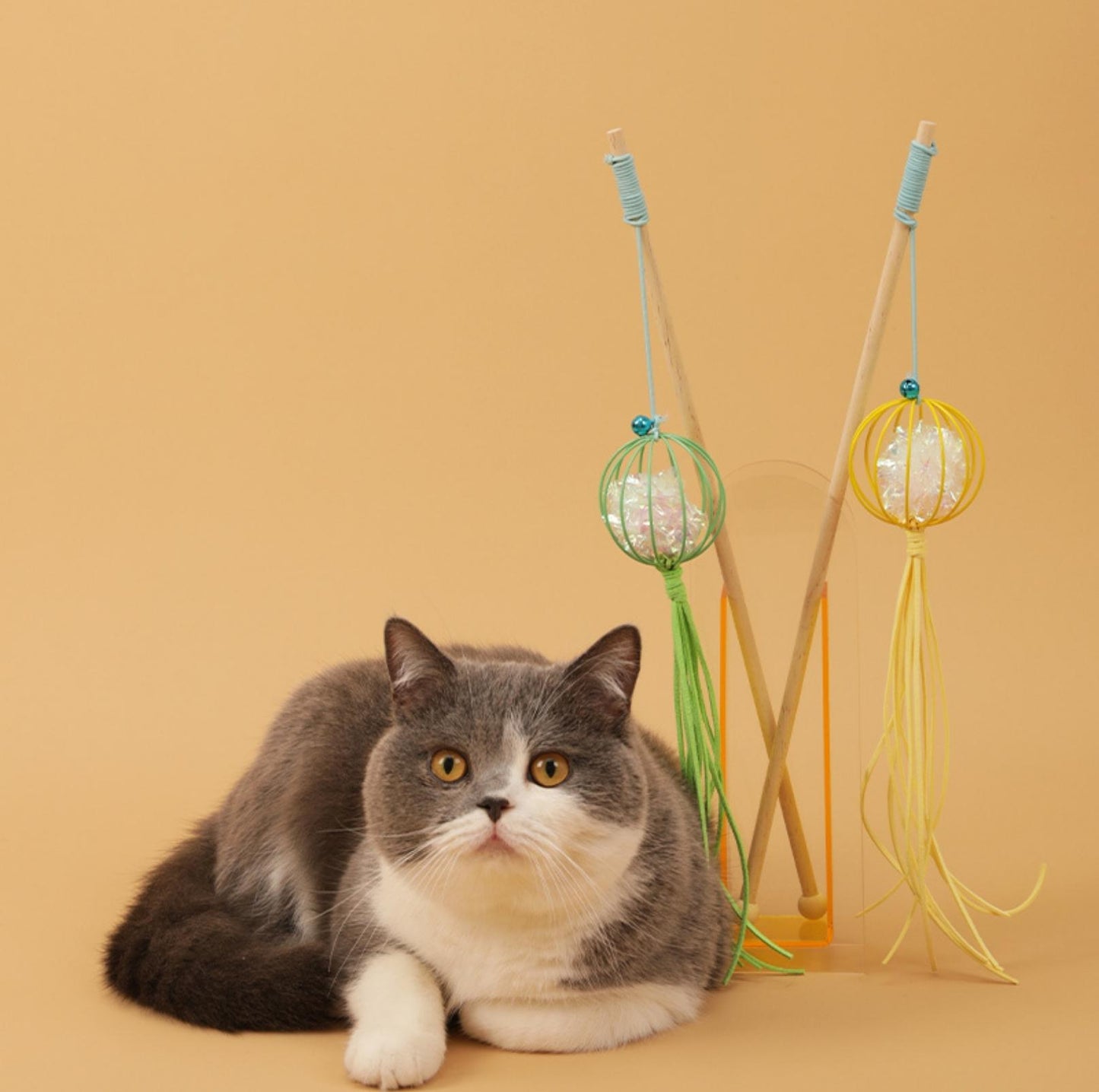 Suede Tasseled Lantern-Styled Cat Stick Cat Toys