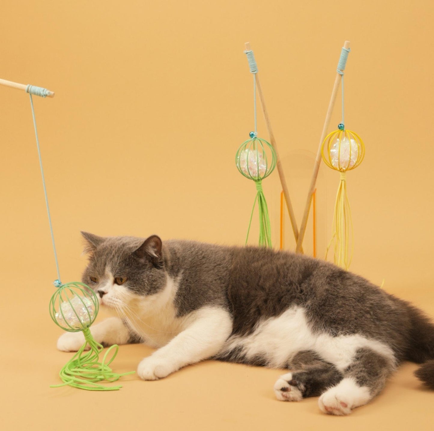 Suede Tasseled Lantern-Styled Cat Stick Cat Toys