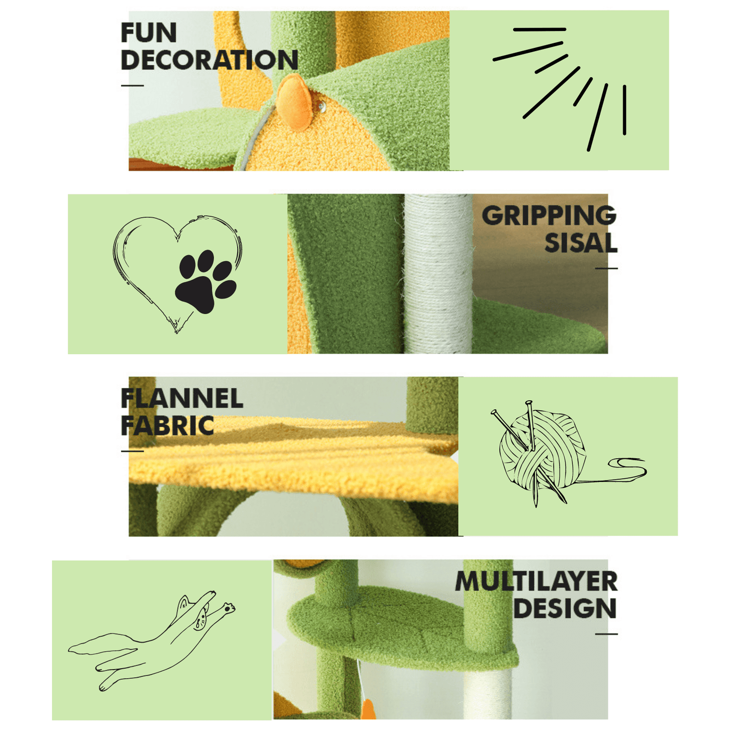 Tropical Rainforest Climbing Frame Cat Tree With Scratching Posts - {{product.type}} - PawPawUp