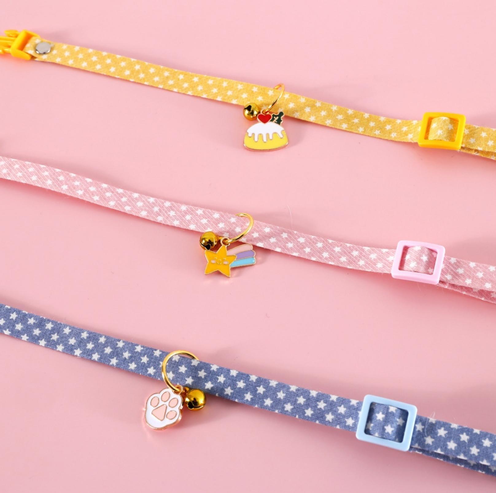 Adjustable Pet Collar with Lovely Charm and Copper Bell for Cats and Small Dogs - {{product.type}} - PawPawUp