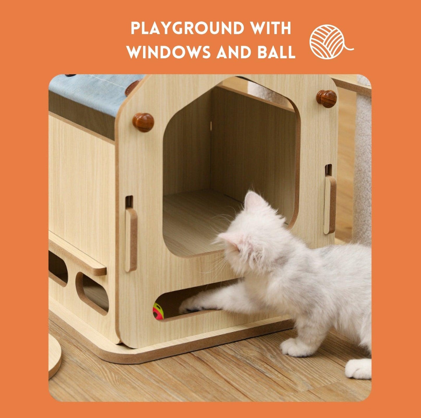 Adorable & Attractive Modern Wooden Large Cat Tree with Windmill Design - {{product.type}} - PawPawUp