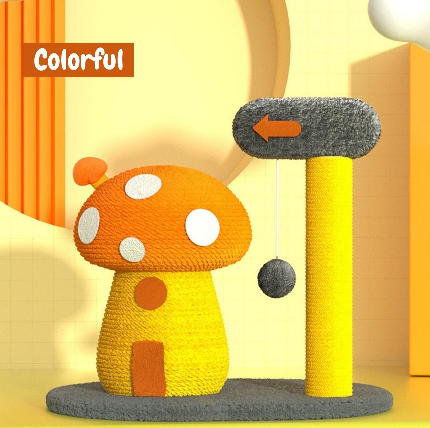 Colourful Mushroom Cat Scratching Post Small Cat Tree - {{product.type}} - PawPawUp