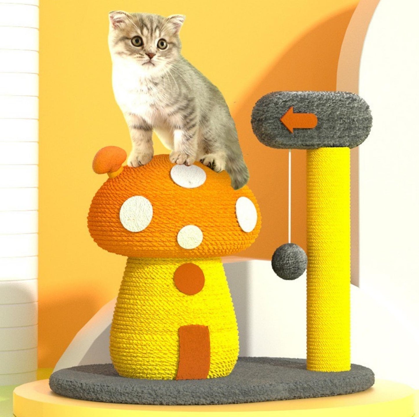 Colourful Mushroom Cat Scratching Post Small Cat Tree - {{product.type}} - PawPawUp