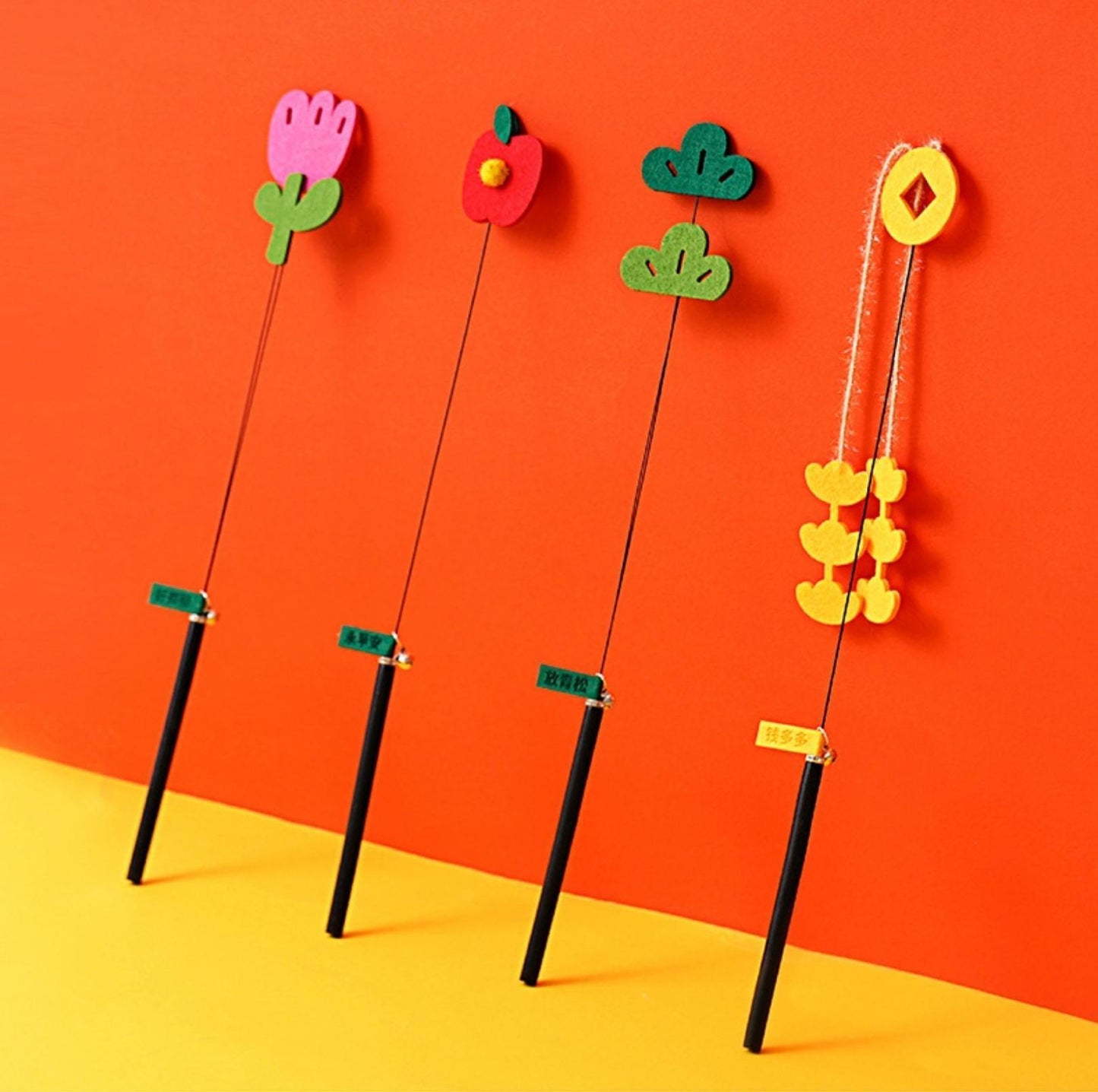 ZeZe Cute Felt Wool Cat Stick Cat Toys - {{product.type}} - PawPawUp