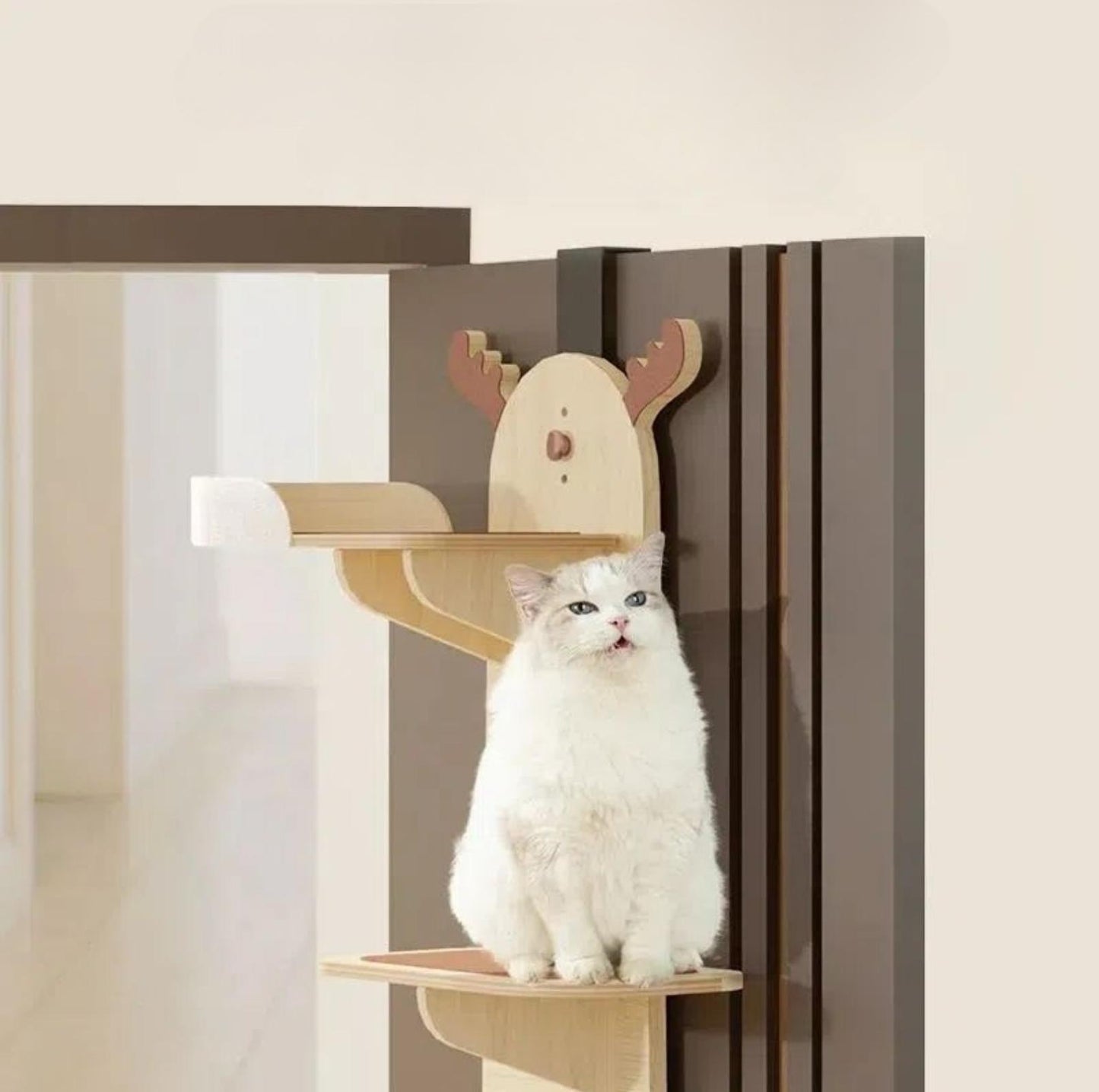 Elk-Shaped Multi-Level Wooden Hanging Cat Tree Cat Toy - {{product.type}} - PawPawUp