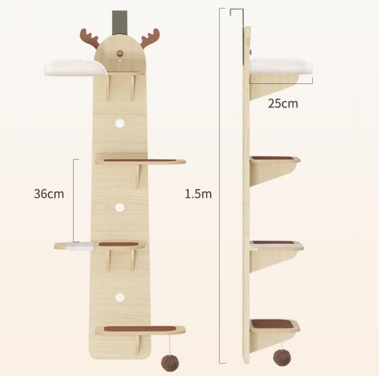 Elk-Shaped Multi-Level Wooden Hanging Cat Tree Cat Toy - {{product.type}} - PawPawUp