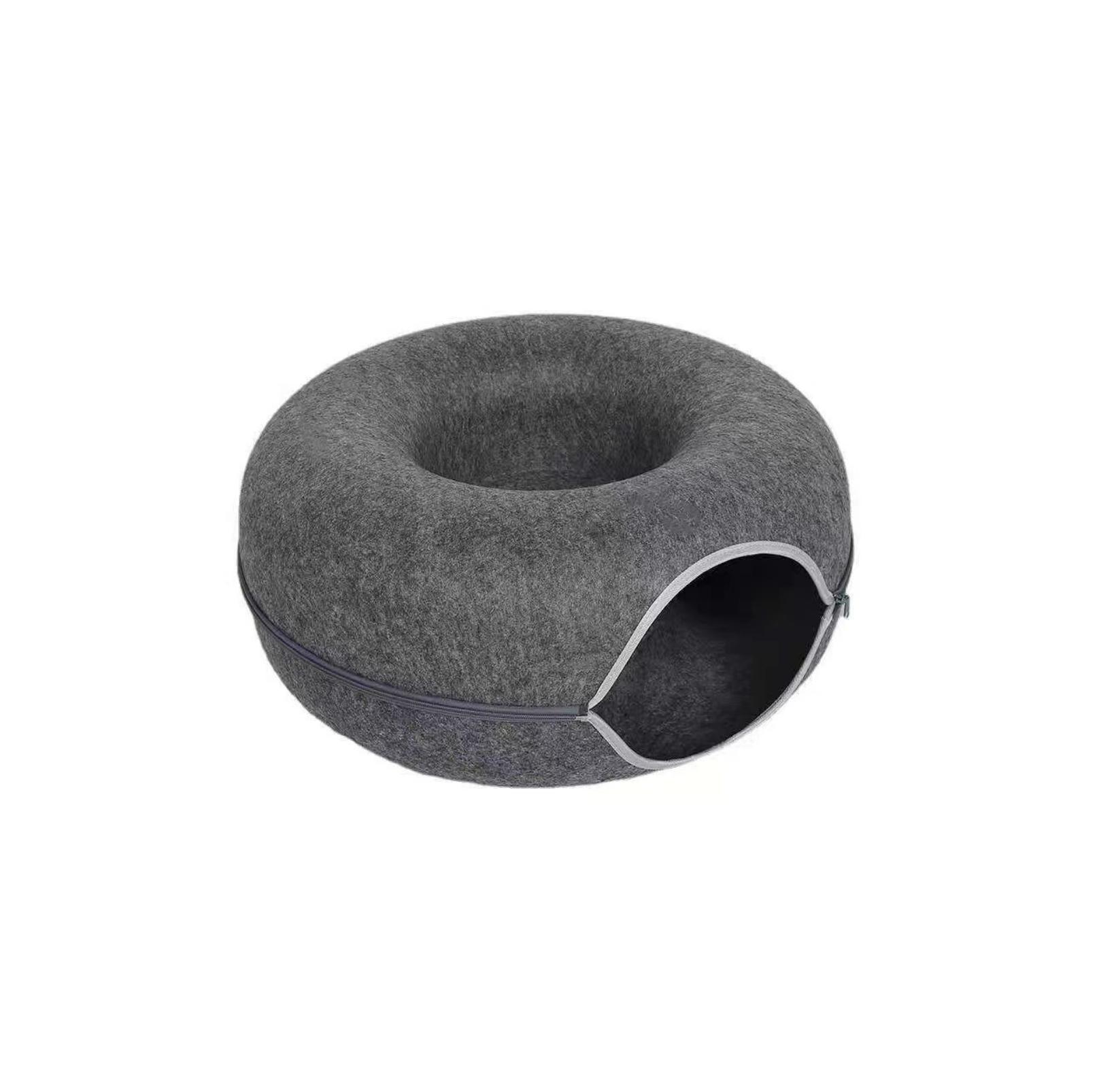 All-Season Donut-Shaped Felt Tunnel Cat Bed - {{product.type}} - PawPawUp