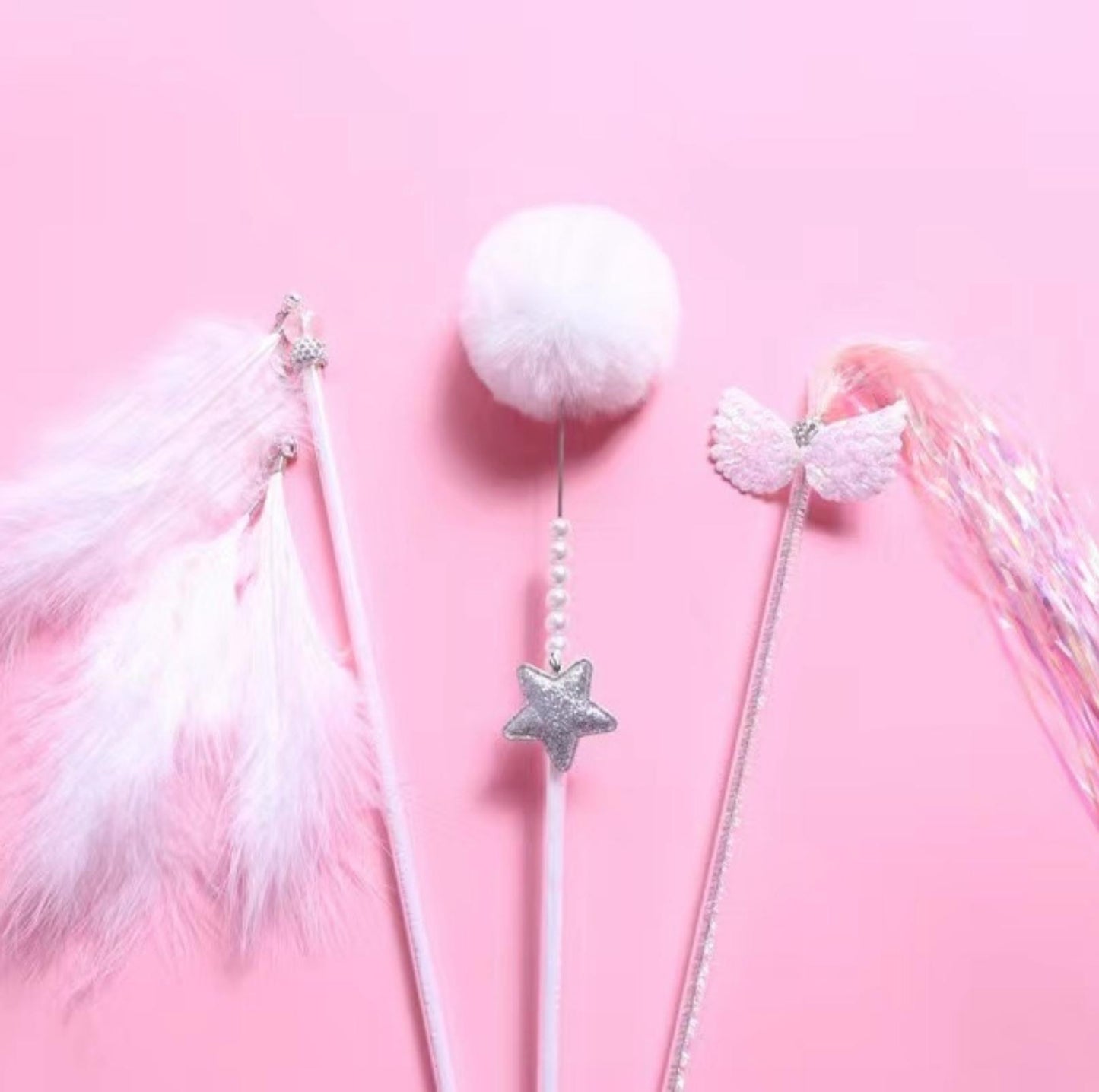 Fairy Feather Tassel Teaser Set (3-piece set ) Cat Stick Set Cat Toys - {{product.type}} - PawPawUp