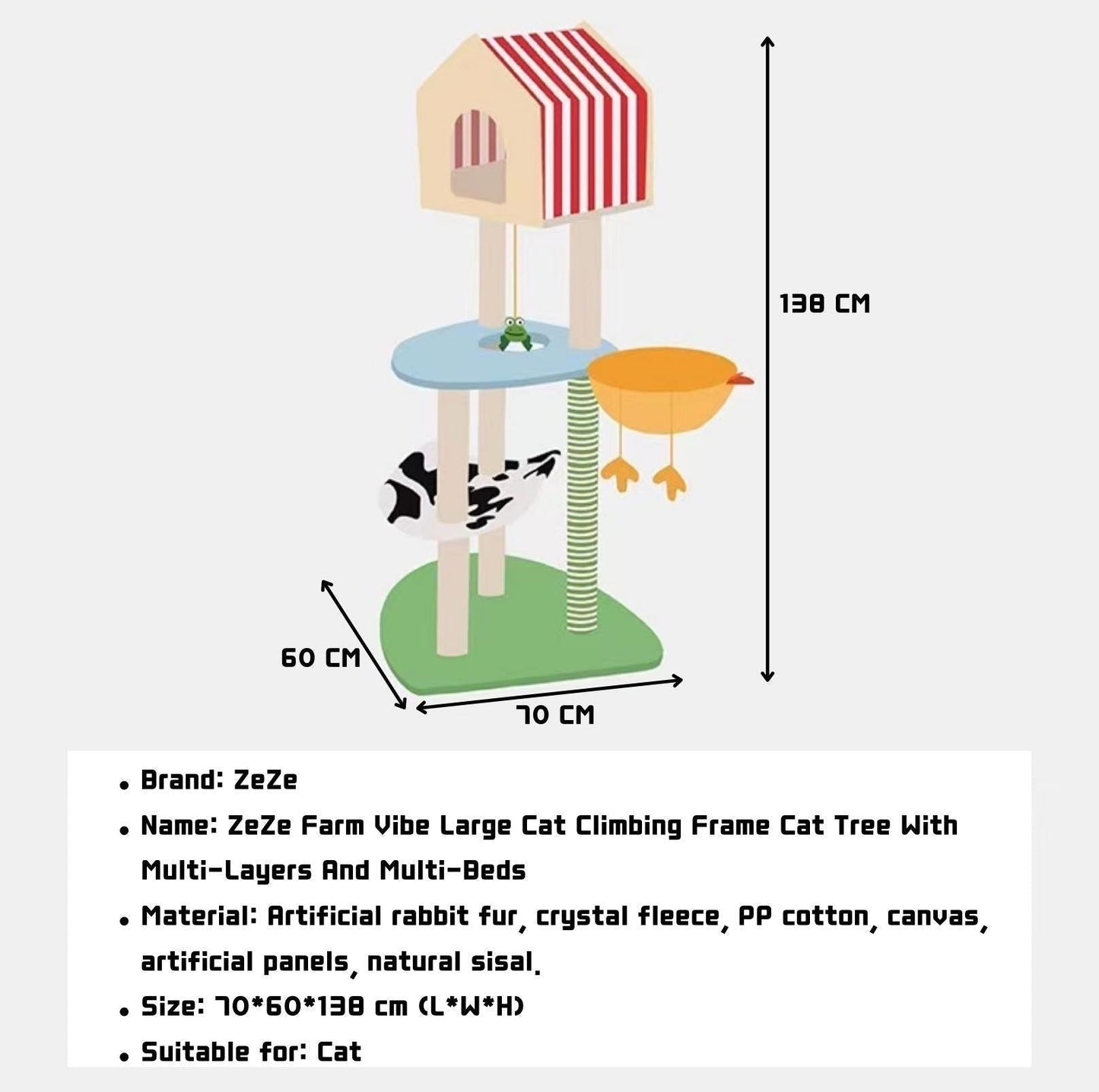 ZeZe Farm Vibe Cat Tree Climbing Frame With Scratching Posts - {{product.type}} - PawPawUp