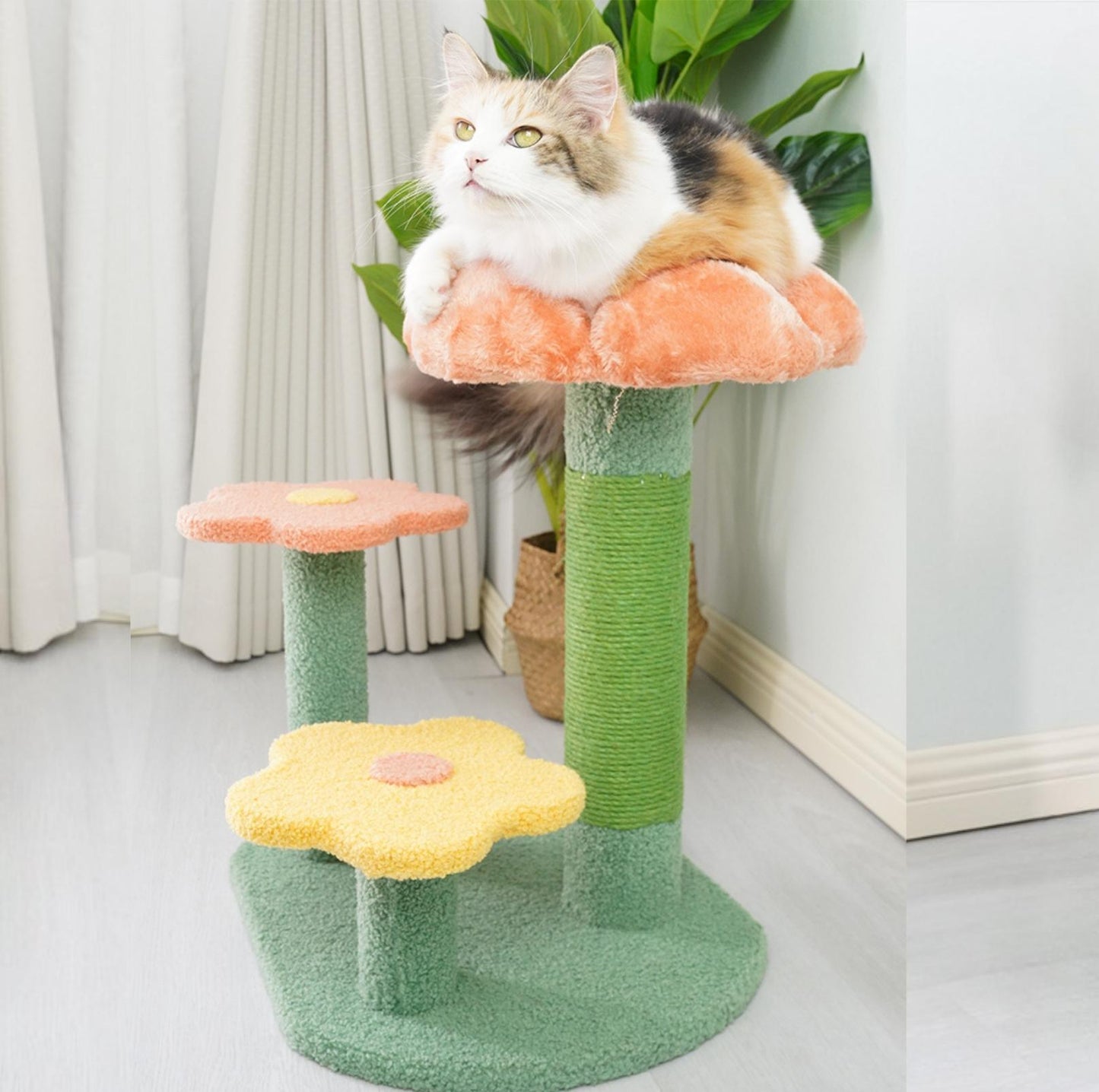 Flower-Styled Cat Tree with Soft Nest & Scratching Posts - {{product.type}} - PawPawUp