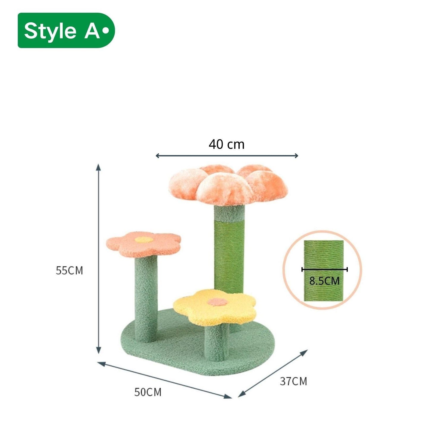 Flower-Styled Cat Tree with Soft Nest & Scratching Posts - {{product.type}} - PawPawUp