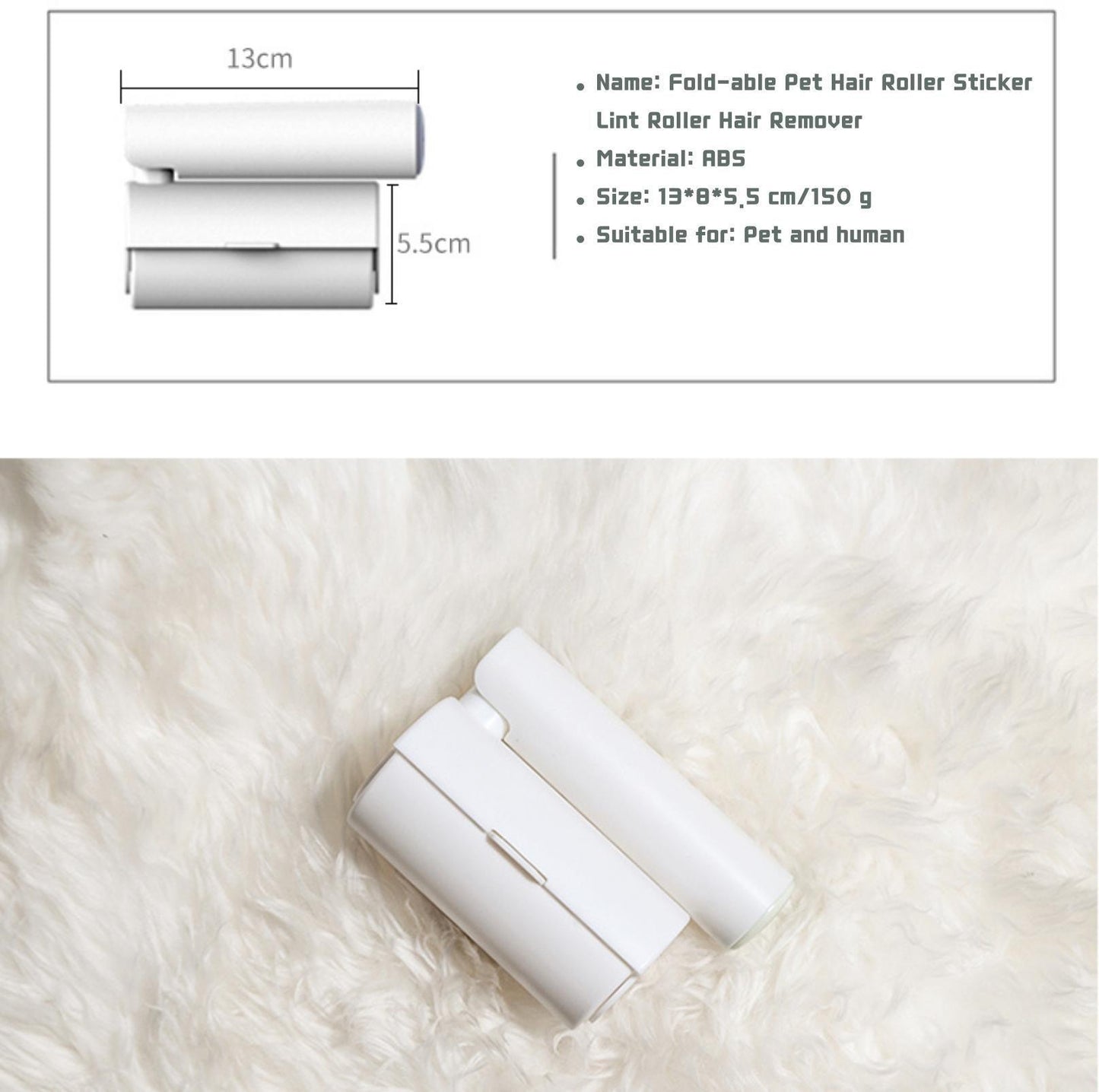 Fold-able Pet Hair Remover Lint Roller - {{product.type}} - PawPawUp