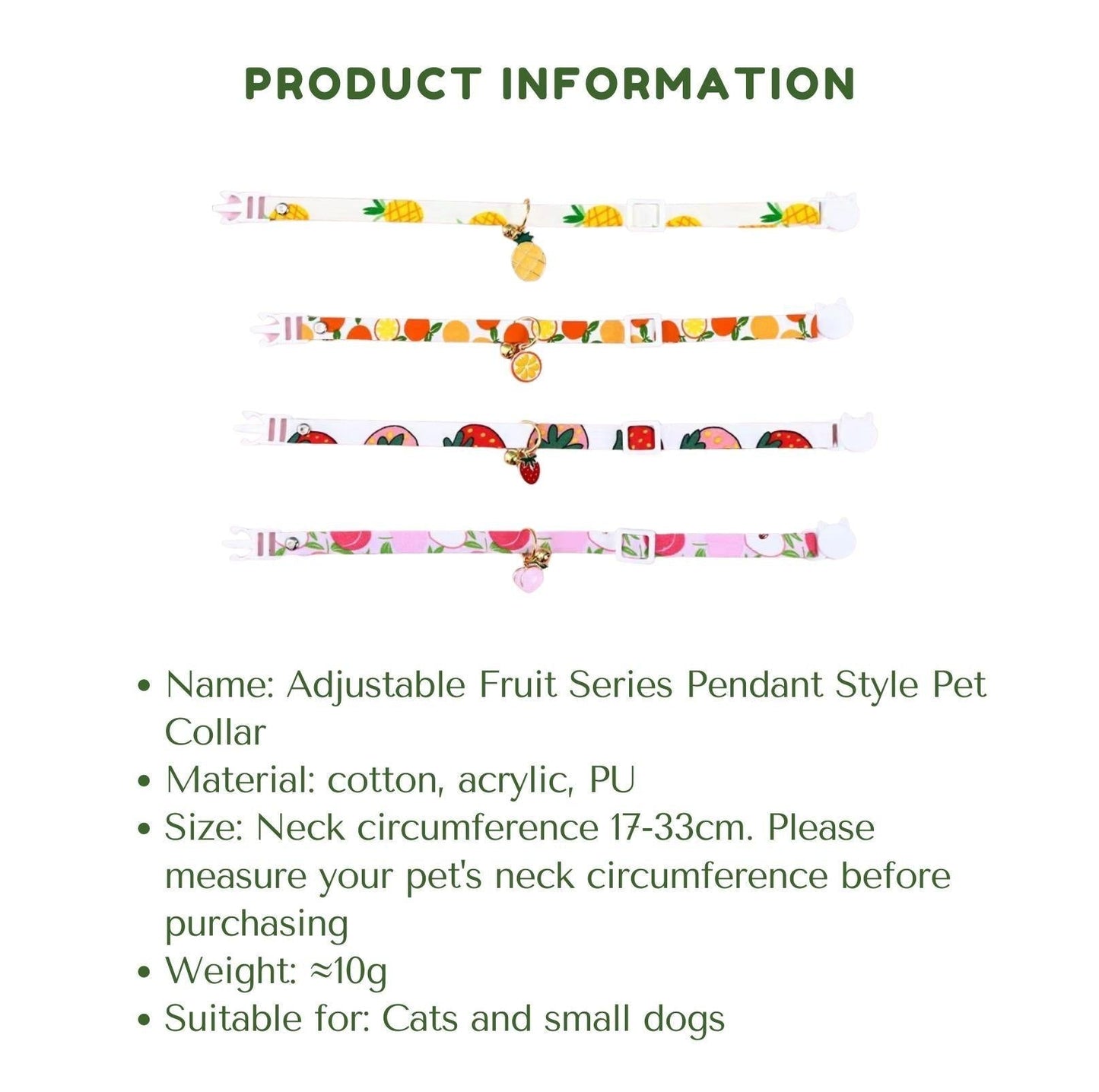 Fruit Series Pendant Style Adjustable Pet Collar - {{product.type}} - PawPawUp