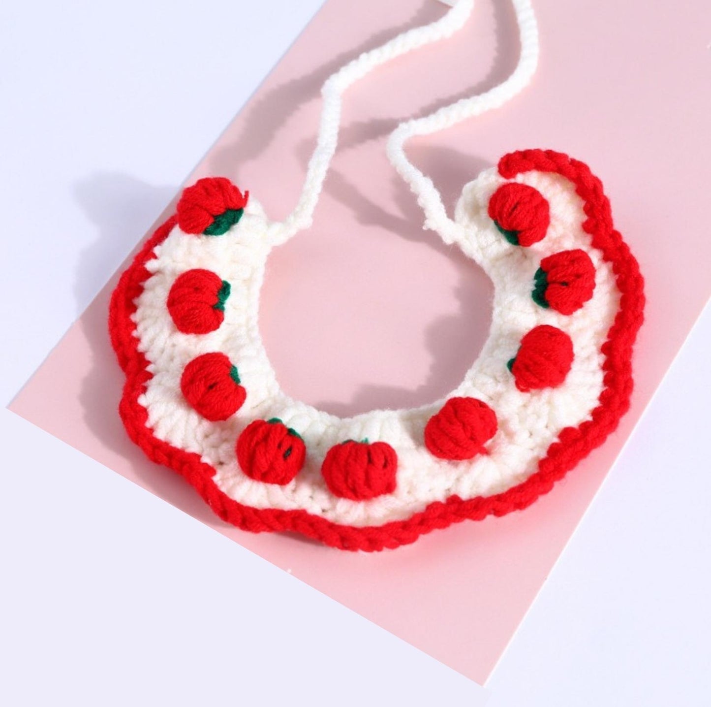 Knitted Cute Strawberry Pet Collar - {{product.type}} - PawPawUp