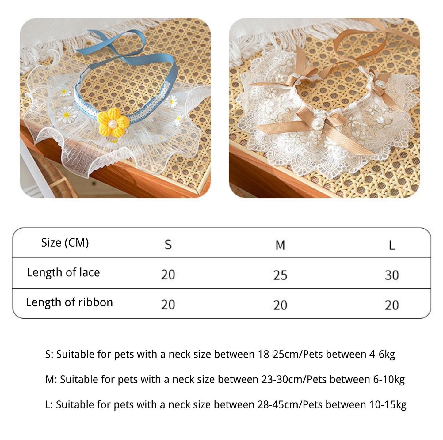 Lace Bib & Floral Necktie for Cats and Dogs - {{product.type}} - PawPawUp