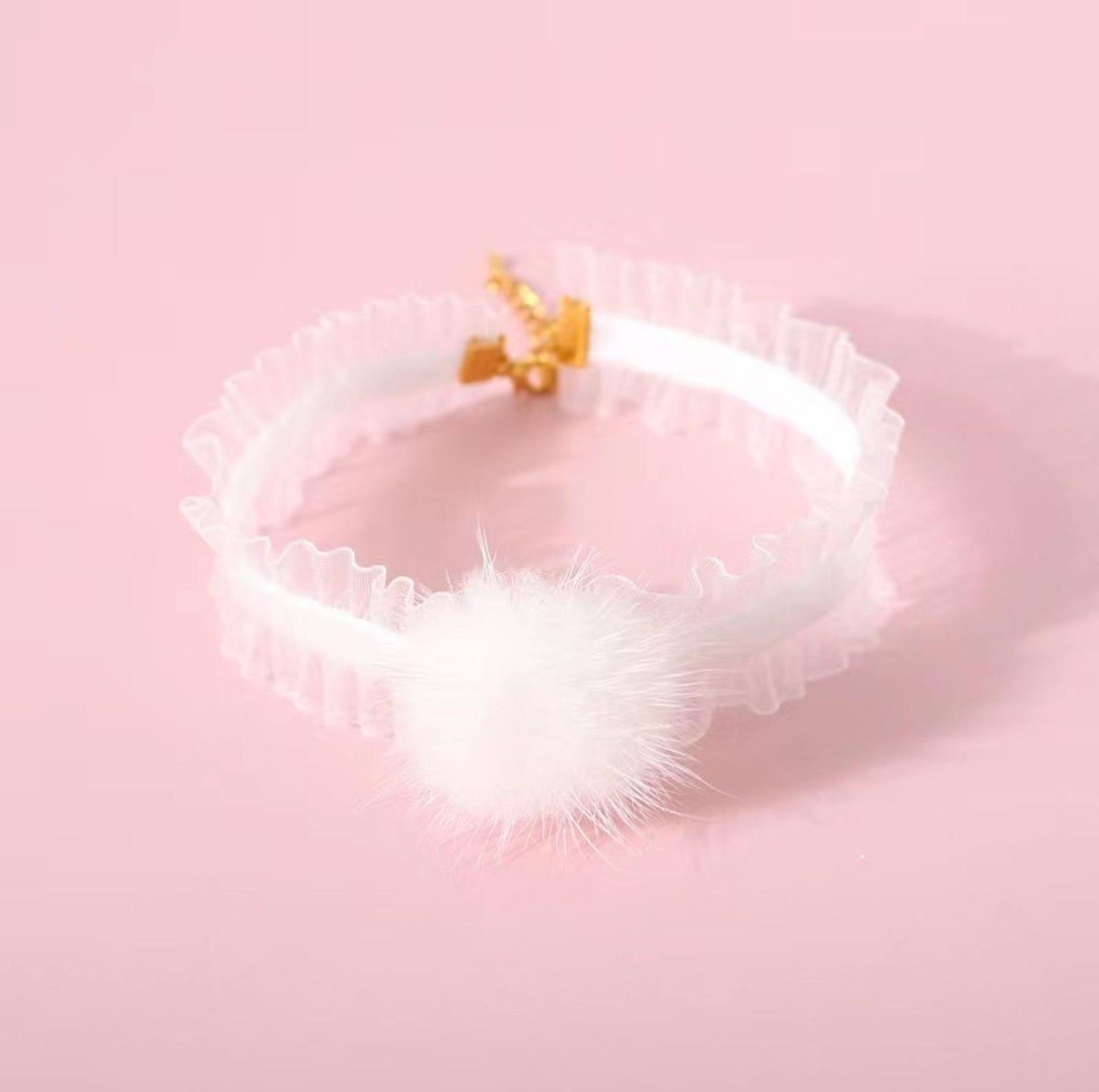 Lace Mink Fur Pompom Pet Necklace - {{product.type}} - PawPawUp