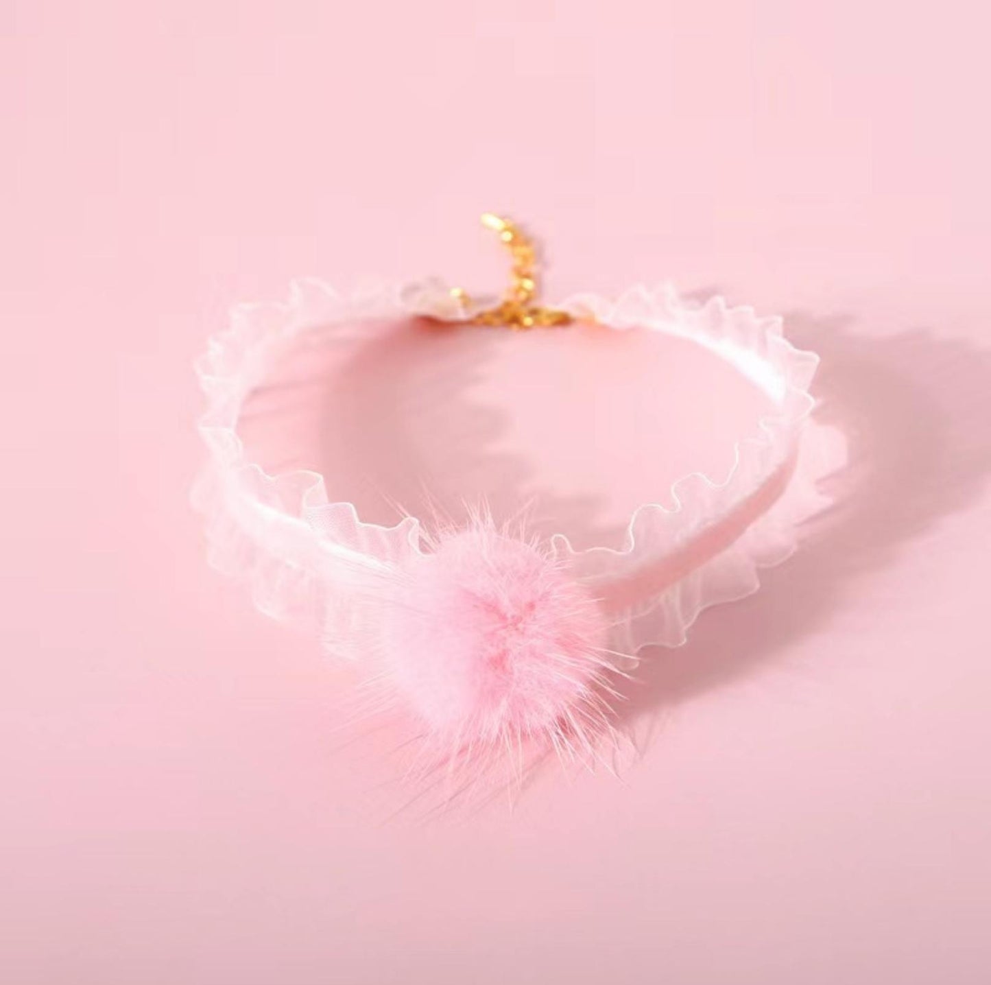 Lace Mink Fur Pompom Pet Necklace - {{product.type}} - PawPawUp