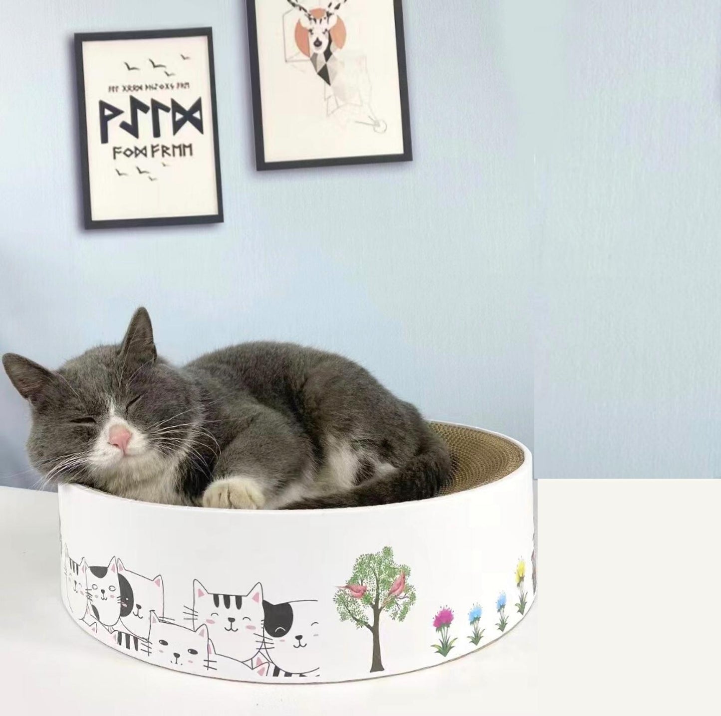 Large Cartoon Round Scratching Board Cat Scratcher - {{product.type}} - PawPawUp