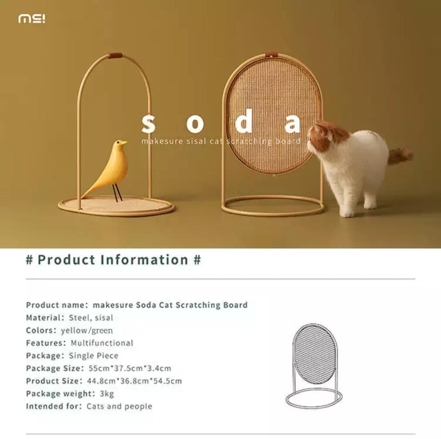 Makesure Multifunctional Cat Scratcher | Sisal Standing Scratching Board - {{product.type}} - PawPawUp