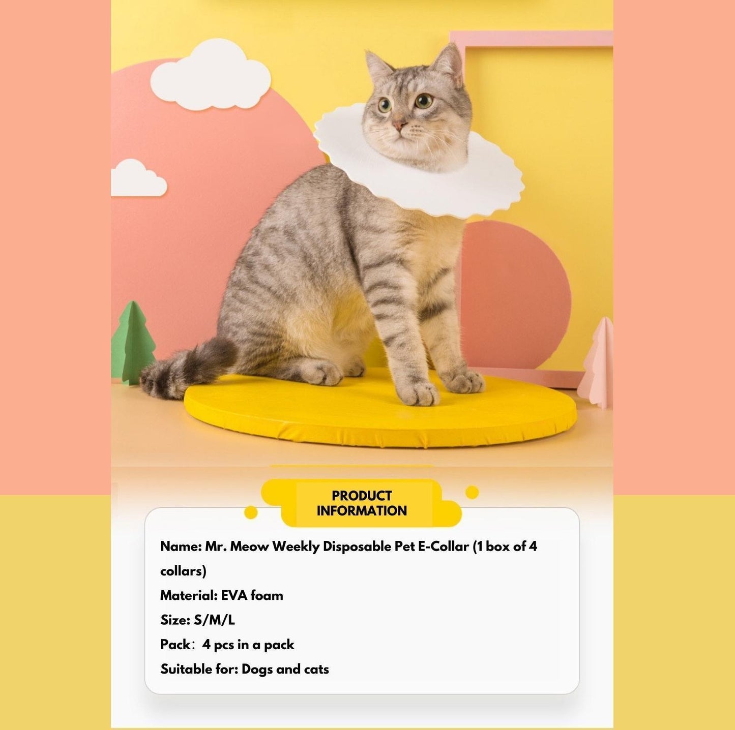 Mr. Meow Weekly Disposable Pet E-Collar (1 box of 4 collars) Elizabeth Collar - {{product.type}} - PawPawUp