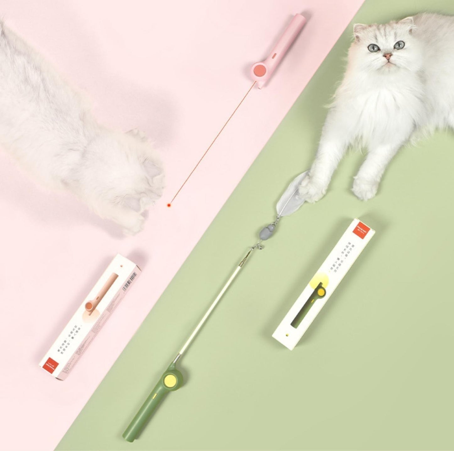 Pakeway Cat Stick With Laser and Chewable Teasing Head Cat Toys - {{product.type}} - PawPawUp
