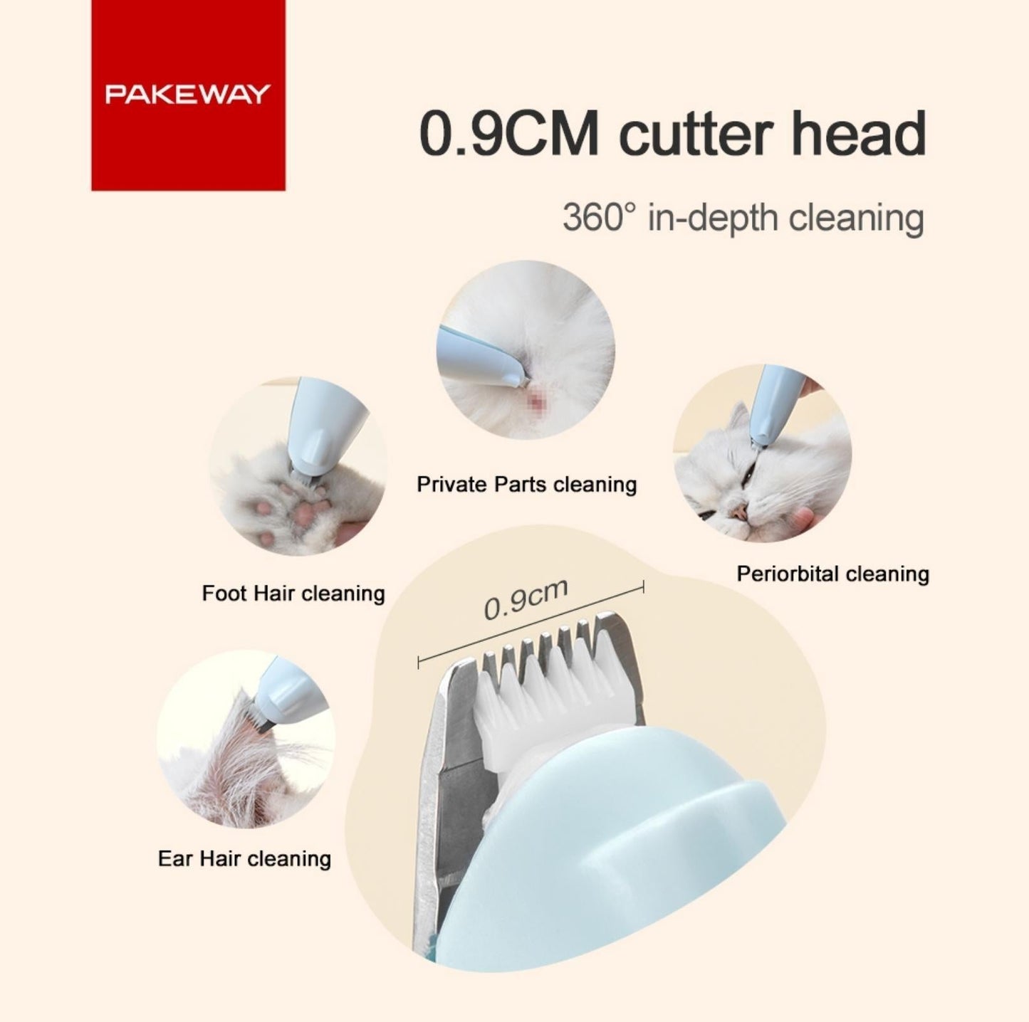 Pakeway Quiet Electric Pet Hair Trimmer With Light And USB Power Charge - {{product.type}} - PawPawUp
