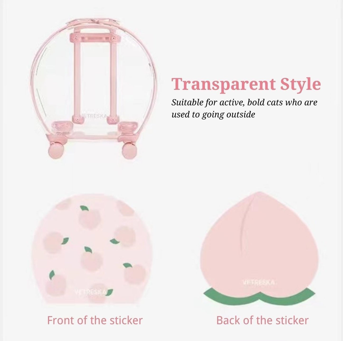 Vetreska Peach Luggage Cat Carrier Small Dog Carrier - {{product.type}} - PawPawUp
