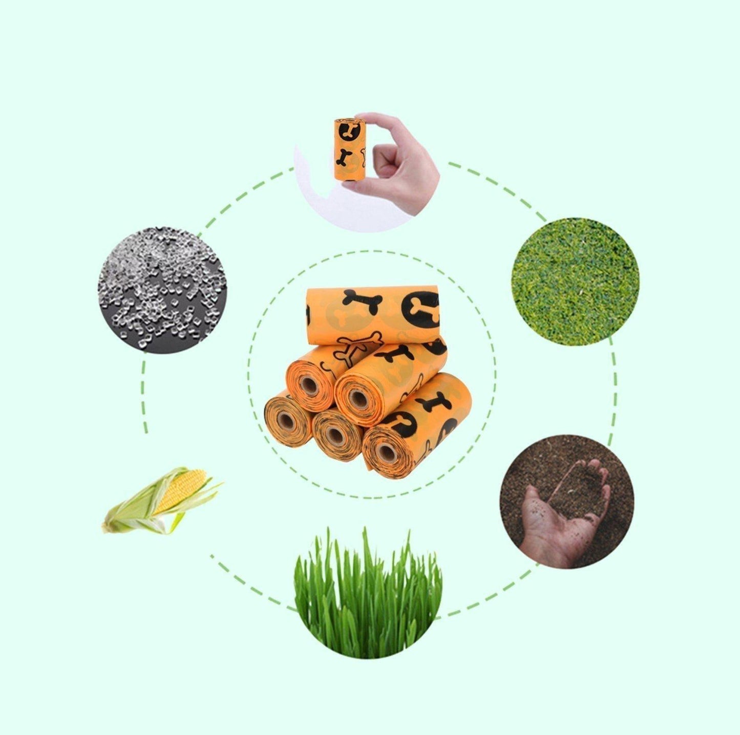 Pet Waste Bag (poop bag) 8 Rolls EPI Biodegradable - {{product.type}} - PawPawUp