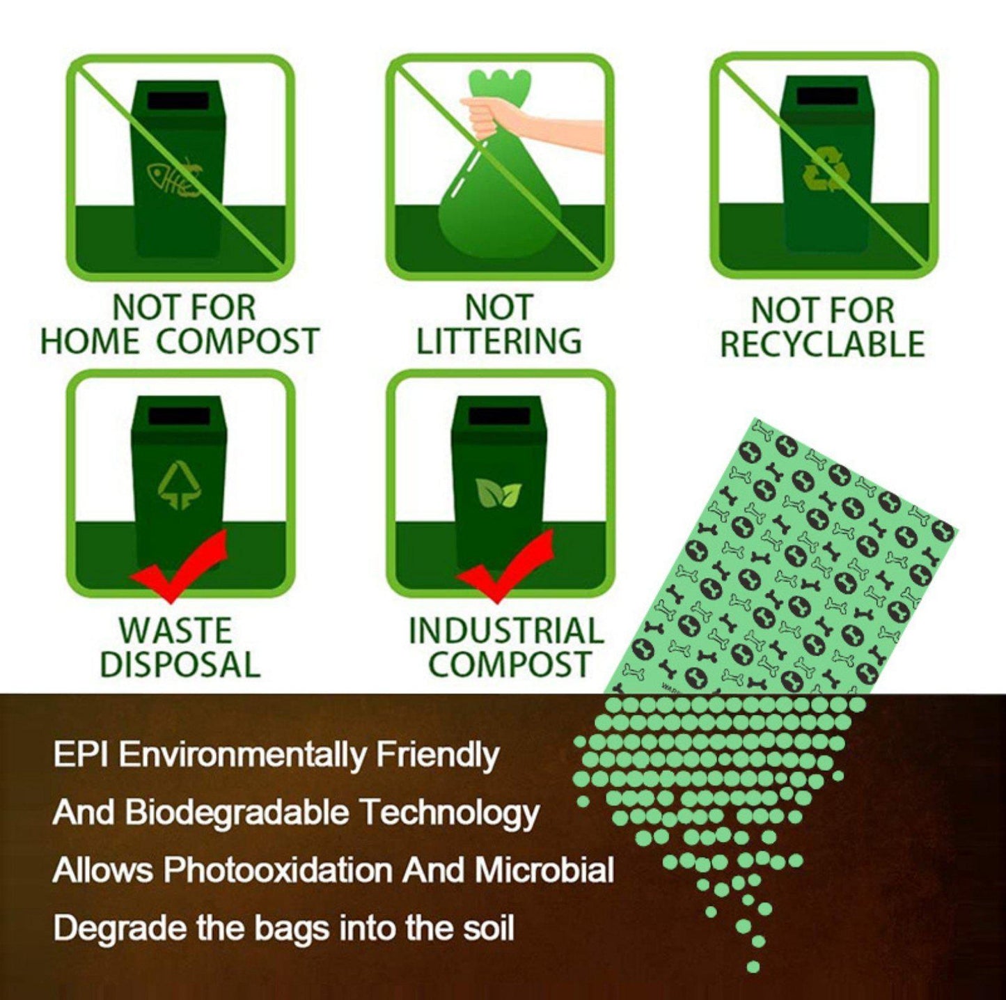 Pet Waste Bag (poop bag) 8 Rolls EPI Biodegradable - {{product.type}} - PawPawUp