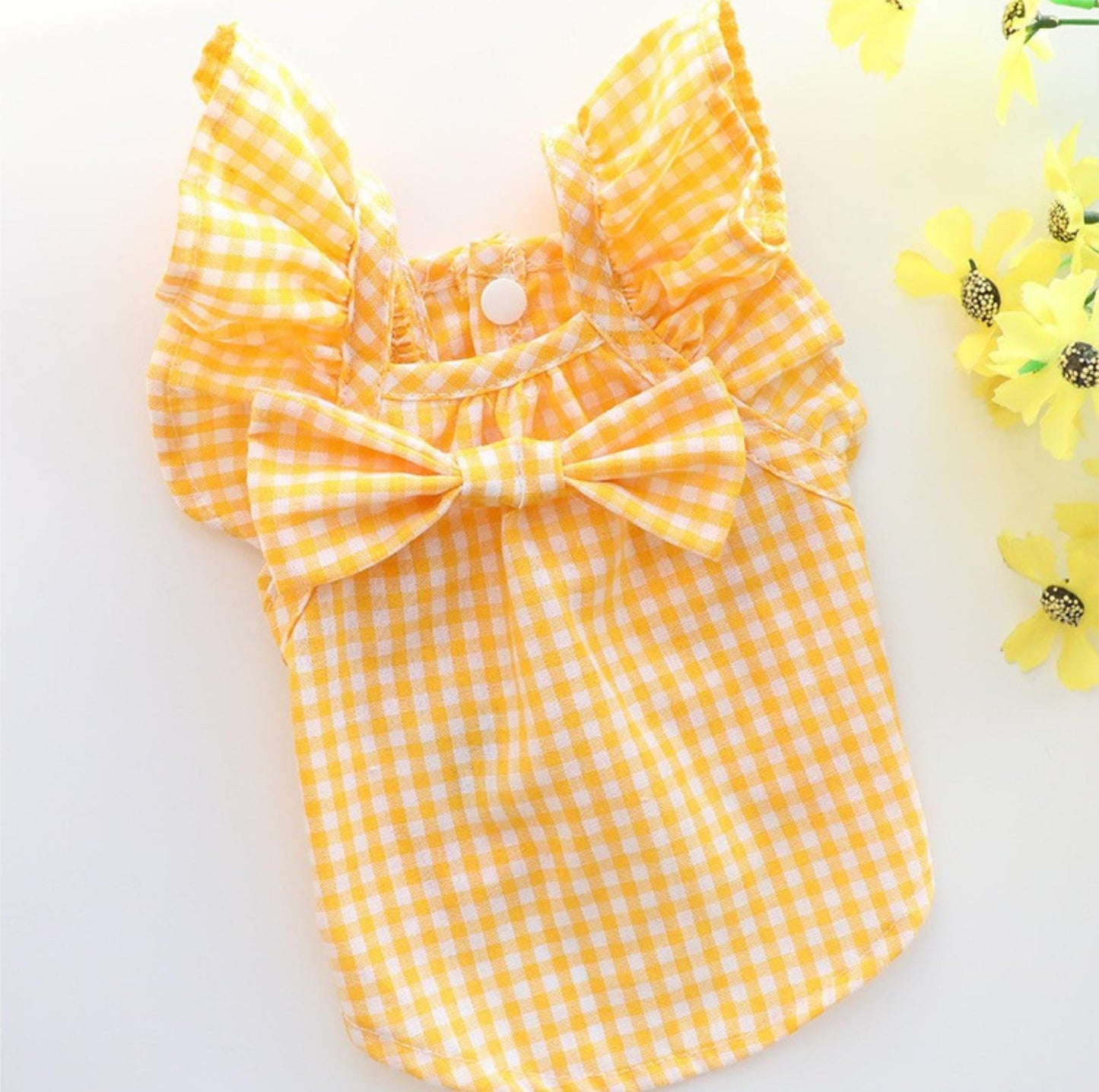 Pet Yellow Checkered Dress - {{product.type}} - PawPawUp