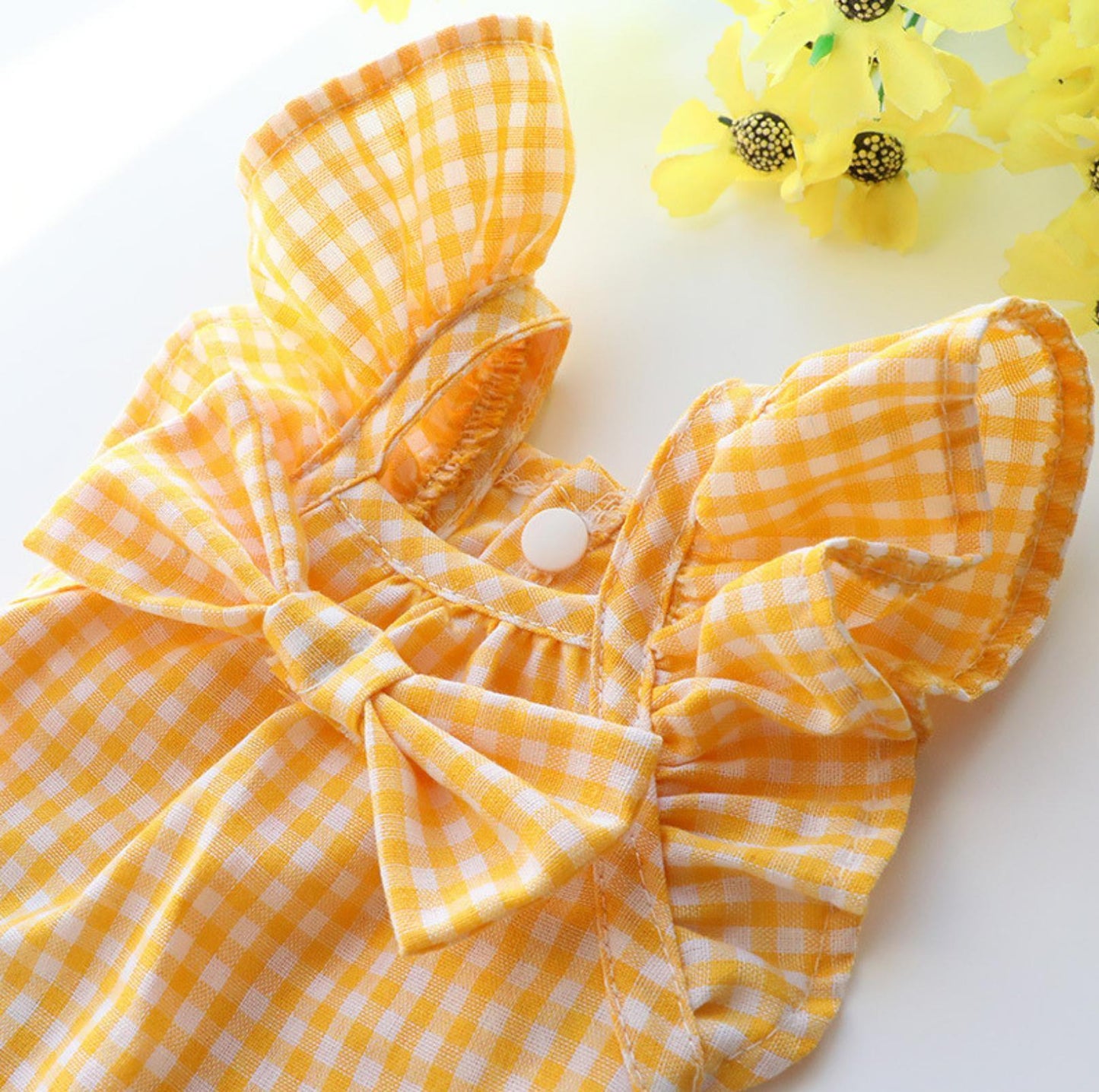 Pet Yellow Checkered Dress - {{product.type}} - PawPawUp