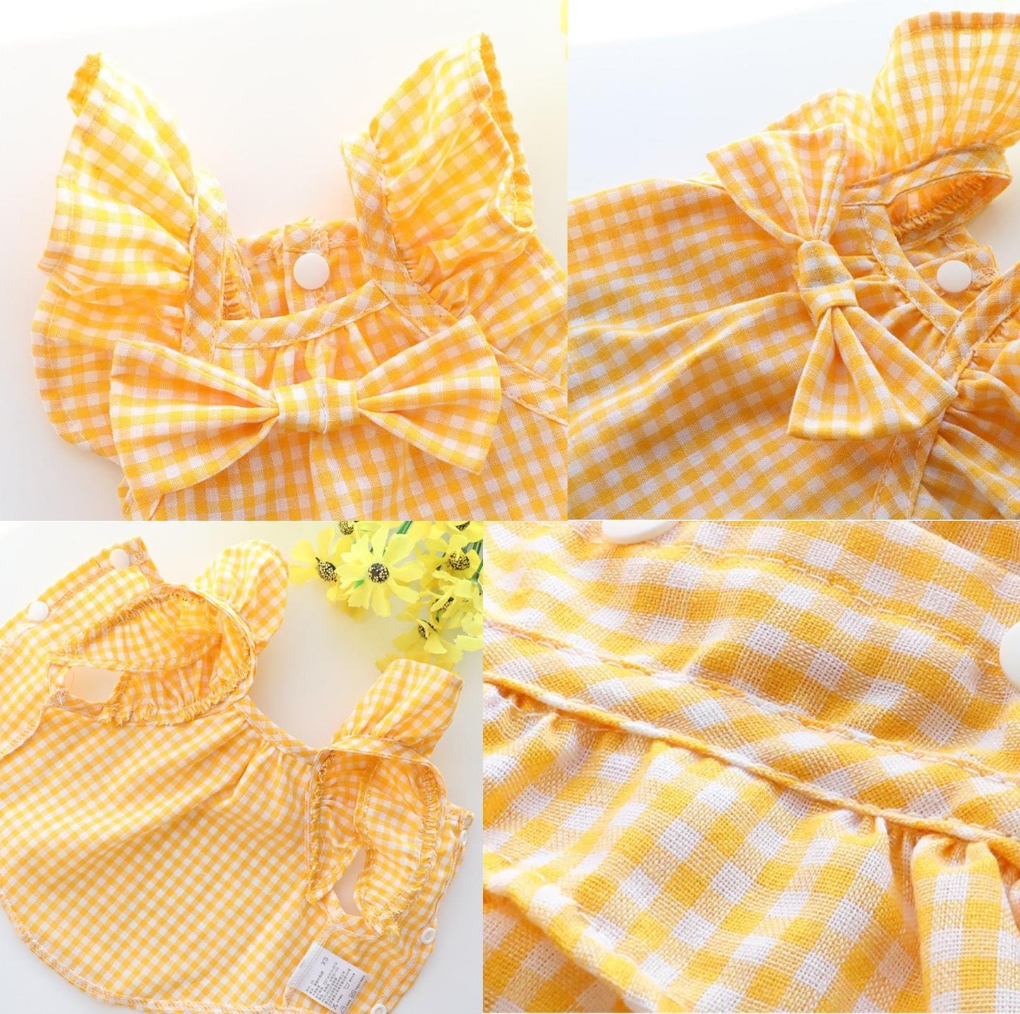 Pet Yellow Checkered Dress - {{product.type}} - PawPawUp