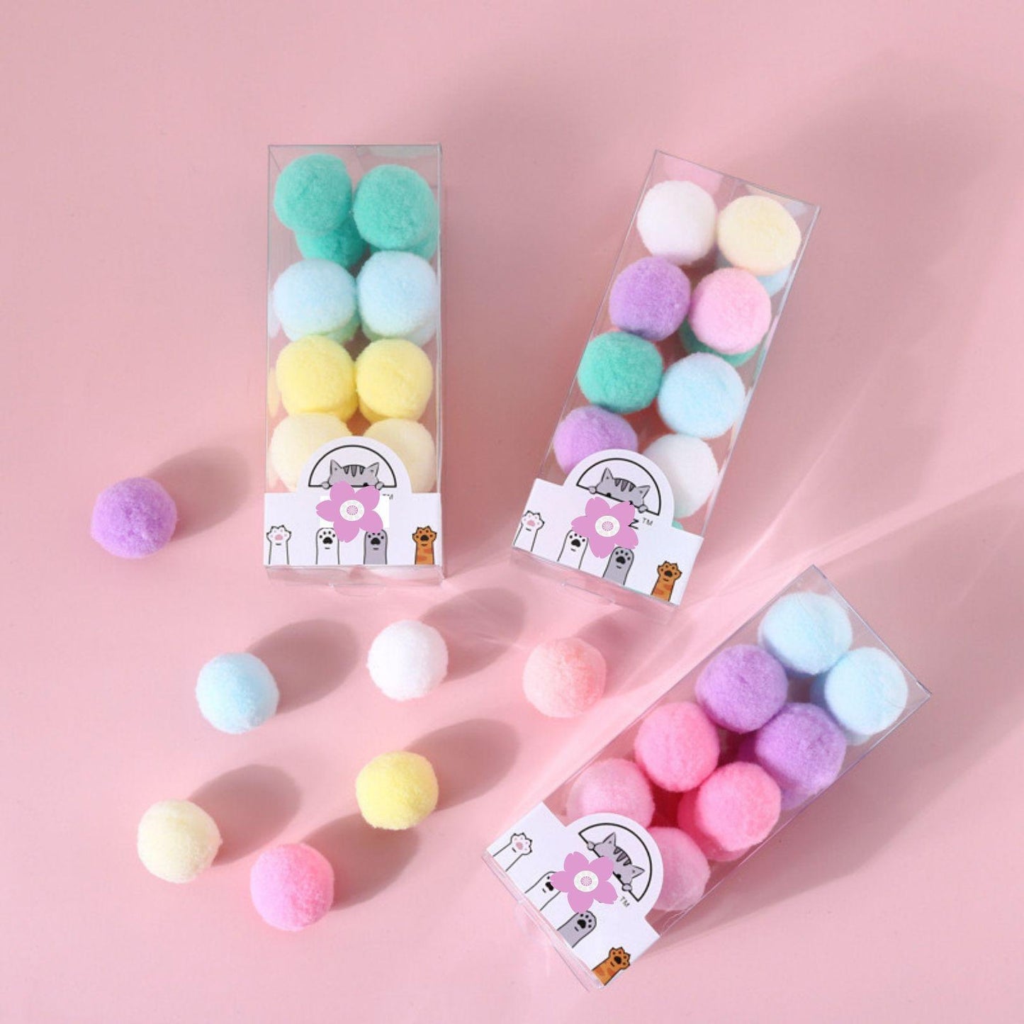 Polyester Pop-up Macaroon Coloured Cat Toys Ball Gift Box - {{product.type}} - PawPawUp