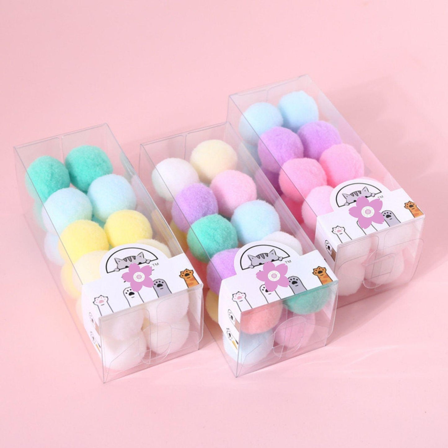 Polyester Pop-up Macaroon Coloured Cat Toys Ball Gift Box - {{product.type}} - PawPawUp