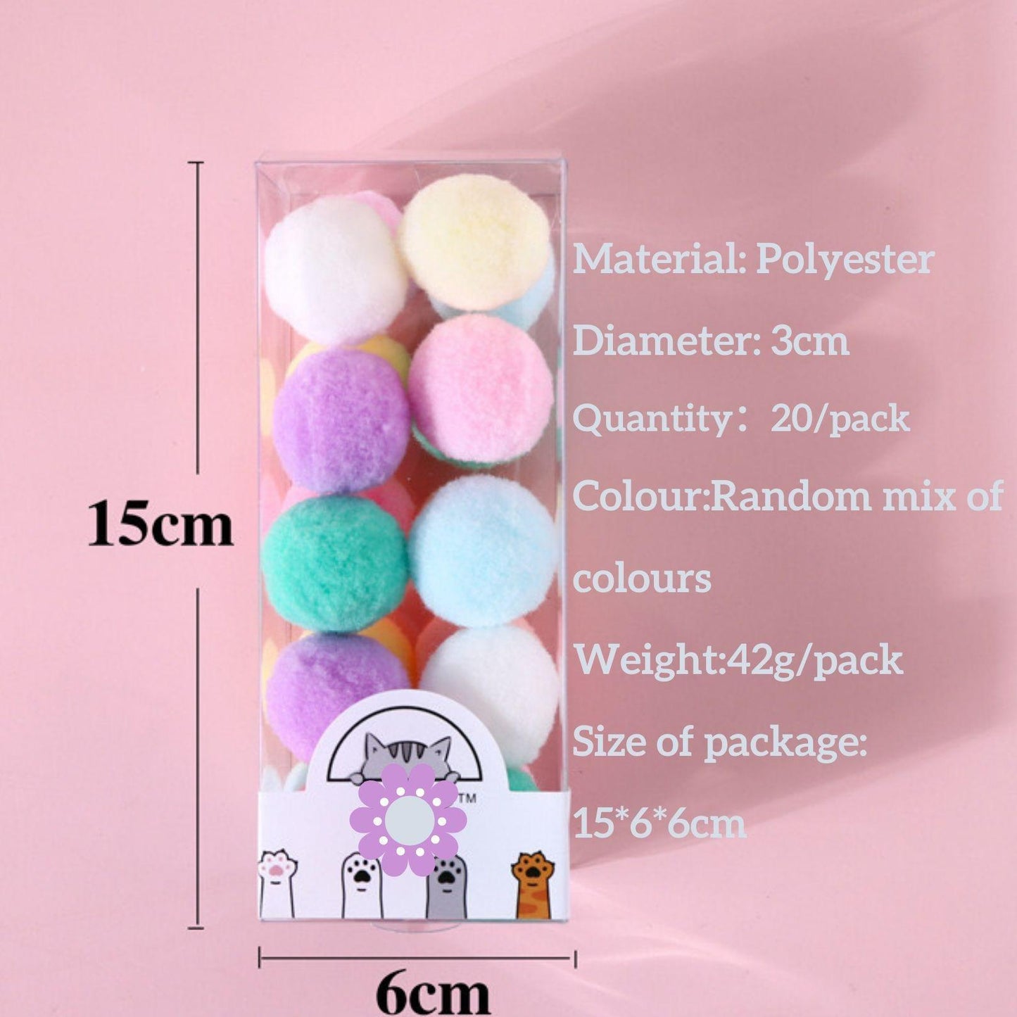 Polyester Pop-up Macaroon Coloured Cat Toys Ball Gift Box - {{product.type}} - PawPawUp