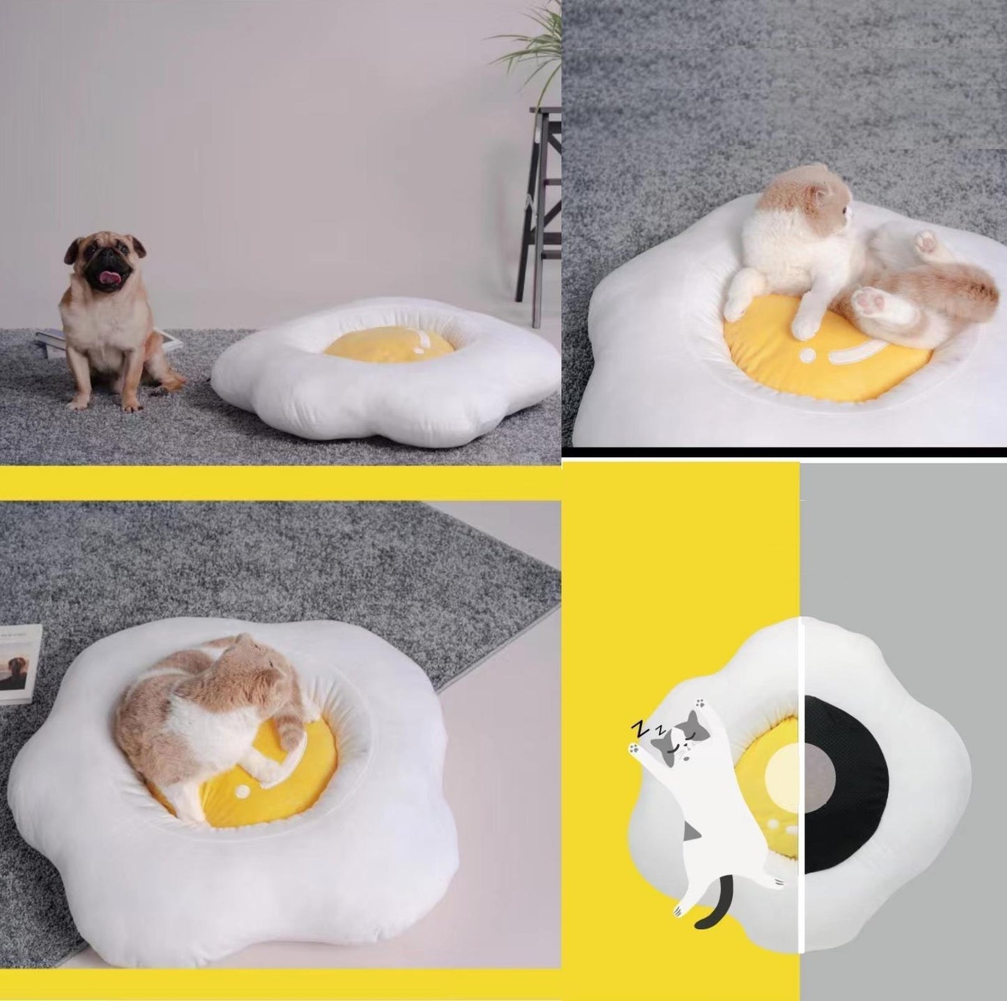 Purlab Fried Egg Cat Bed Dog Bed - {{product.type}} - PawPawUp