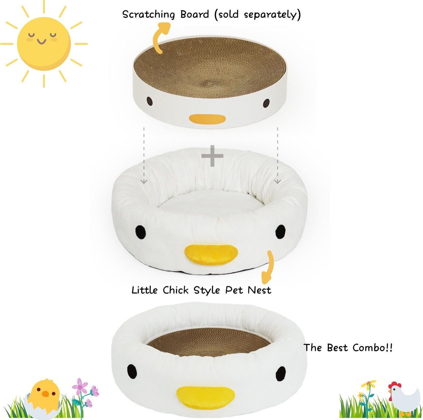 PURROOM Little Chicken Style Cat Bed (Suit small Purroom cat scratcher board) - {{product.type}} - PawPawUp