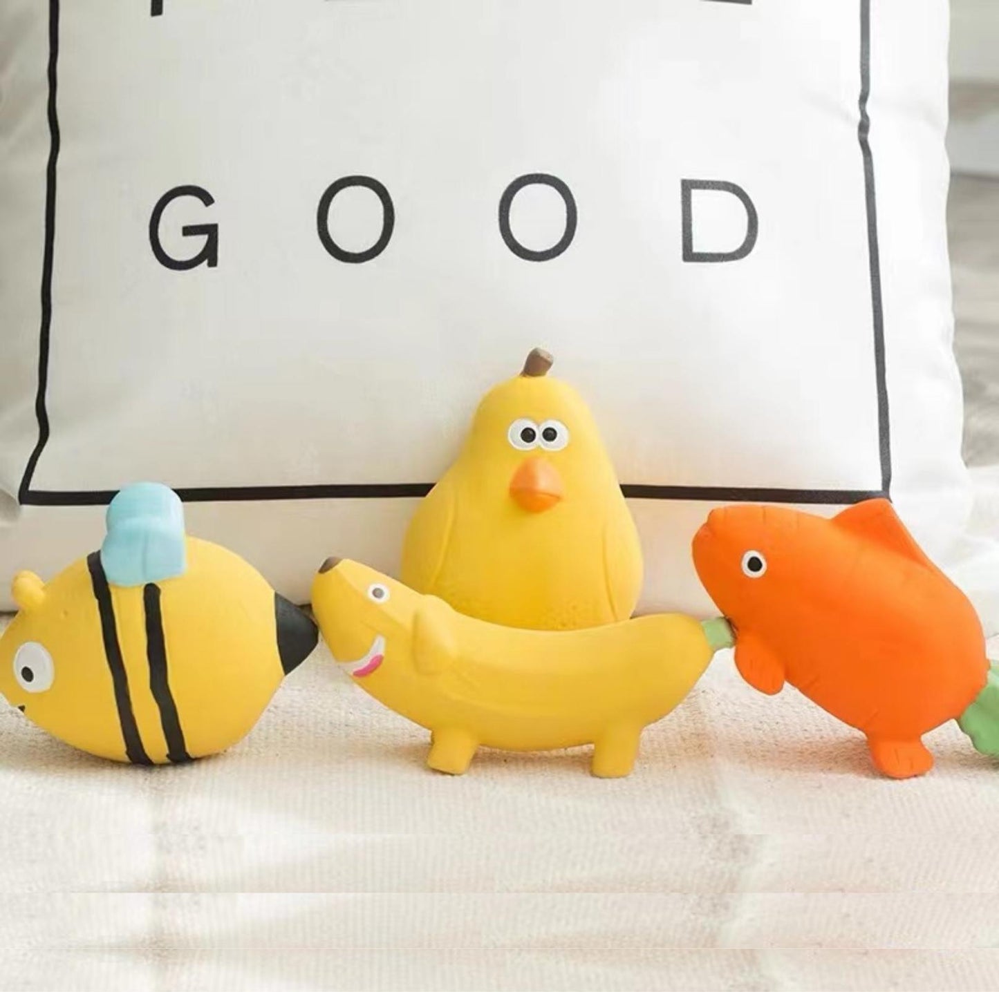 Q-Monster Latex Dog Toy Chewing and Sounding- Cute Fruity Animal Series - {{product.type}} - PawPawUp