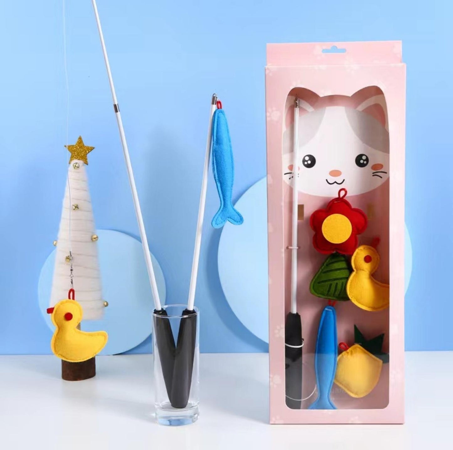 Retractable Catnip Cartoon Cat Stick Toys (5 replacement heads included) - {{product.type}} - PawPawUp