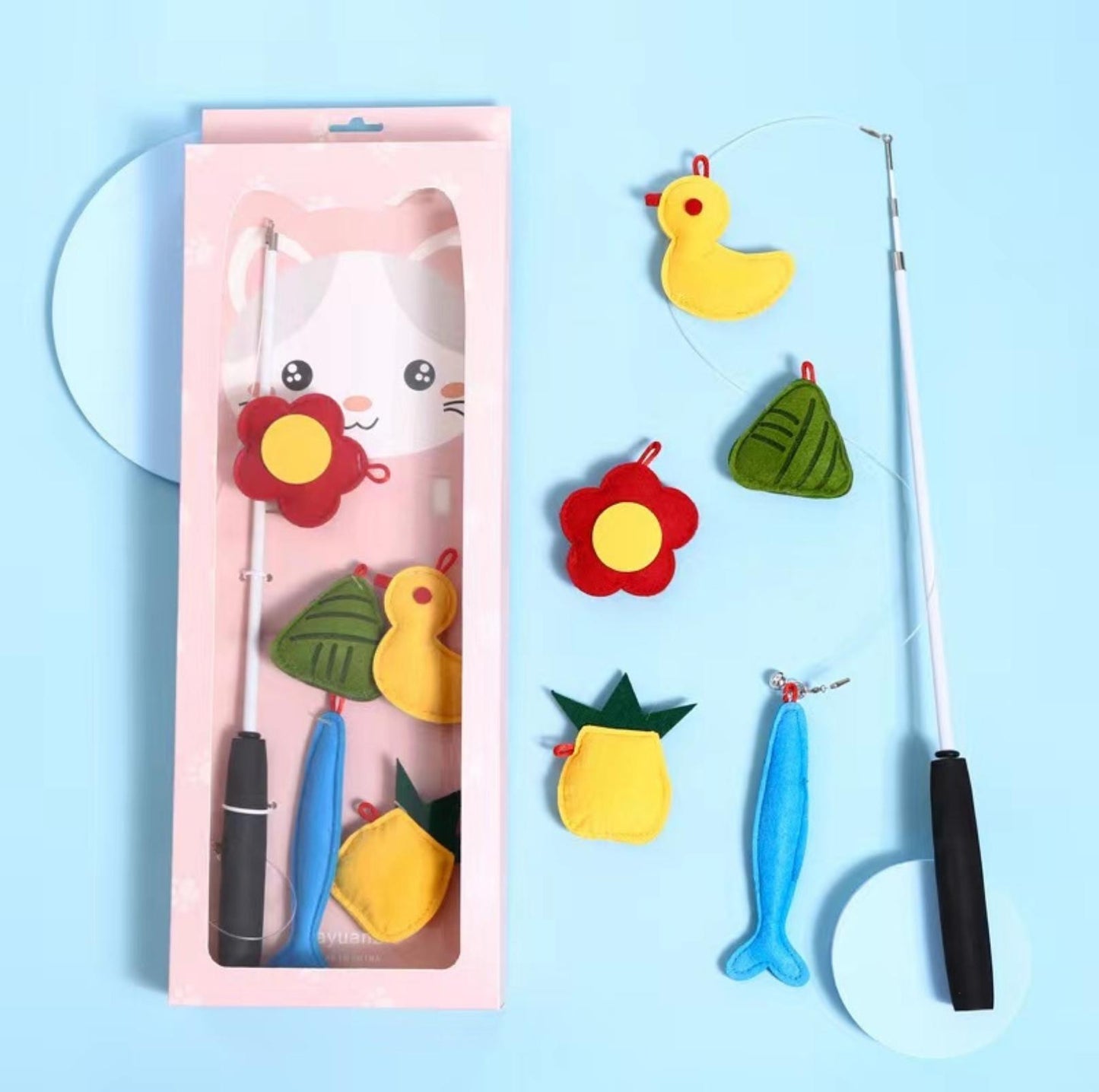 Retractable Catnip Cartoon Cat Stick Toys (5 replacement heads included) - {{product.type}} - PawPawUp