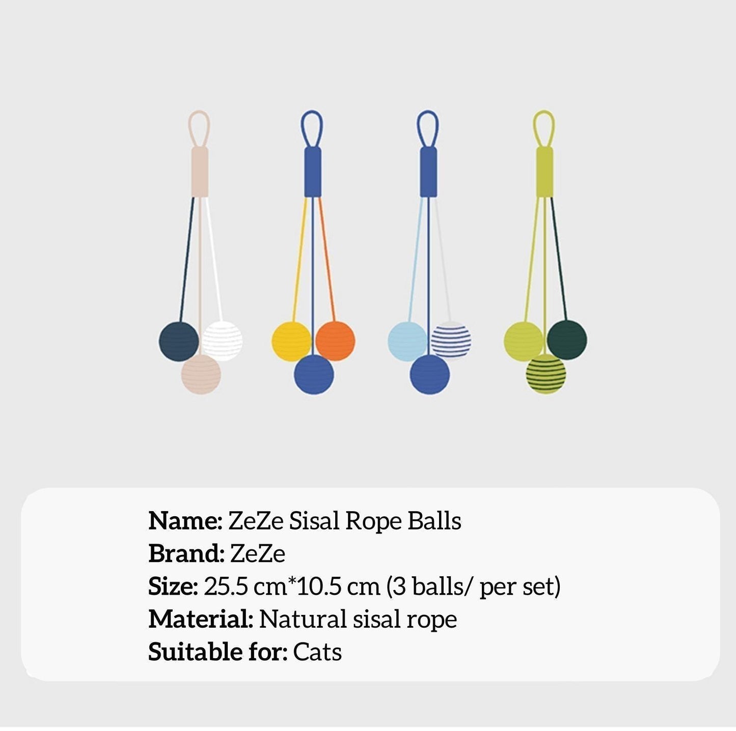 ZeZe Sisal Rope Balls Cat Toys Set - {{product.type}} - PawPawUp
