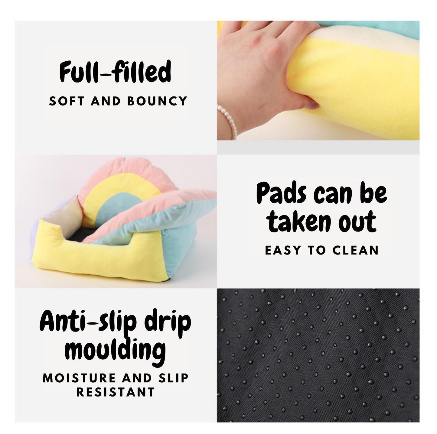Soft Rainbow Cat Bed Dog Bed - {{product.type}} - PawPawUp