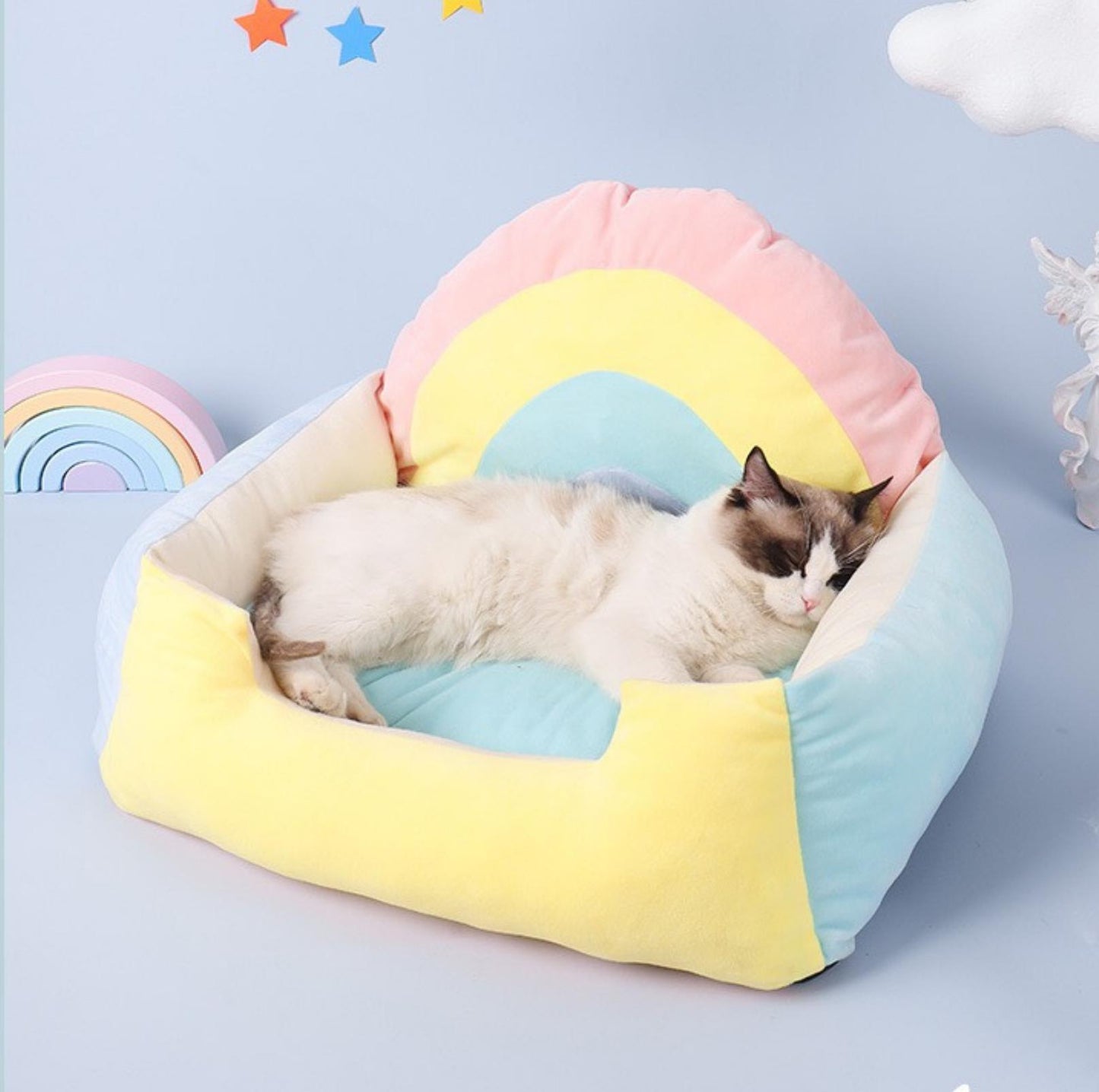 Soft Rainbow Cat Bed Dog Bed - {{product.type}} - PawPawUp