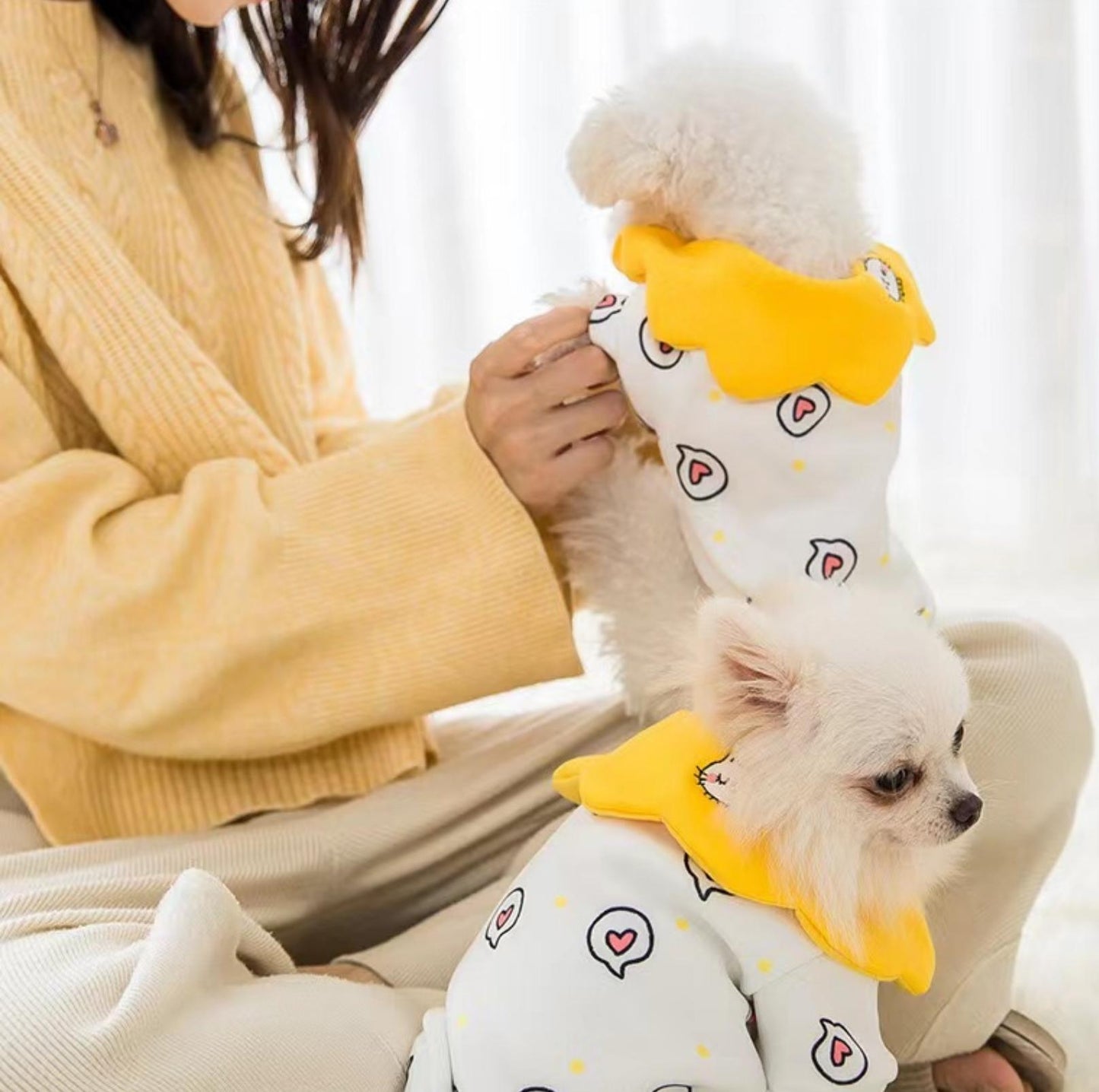 Spring Heart Dot Cartoon Dog And Cat Sweatshirt Pet Apparels - {{product.type}} - PawPawUp