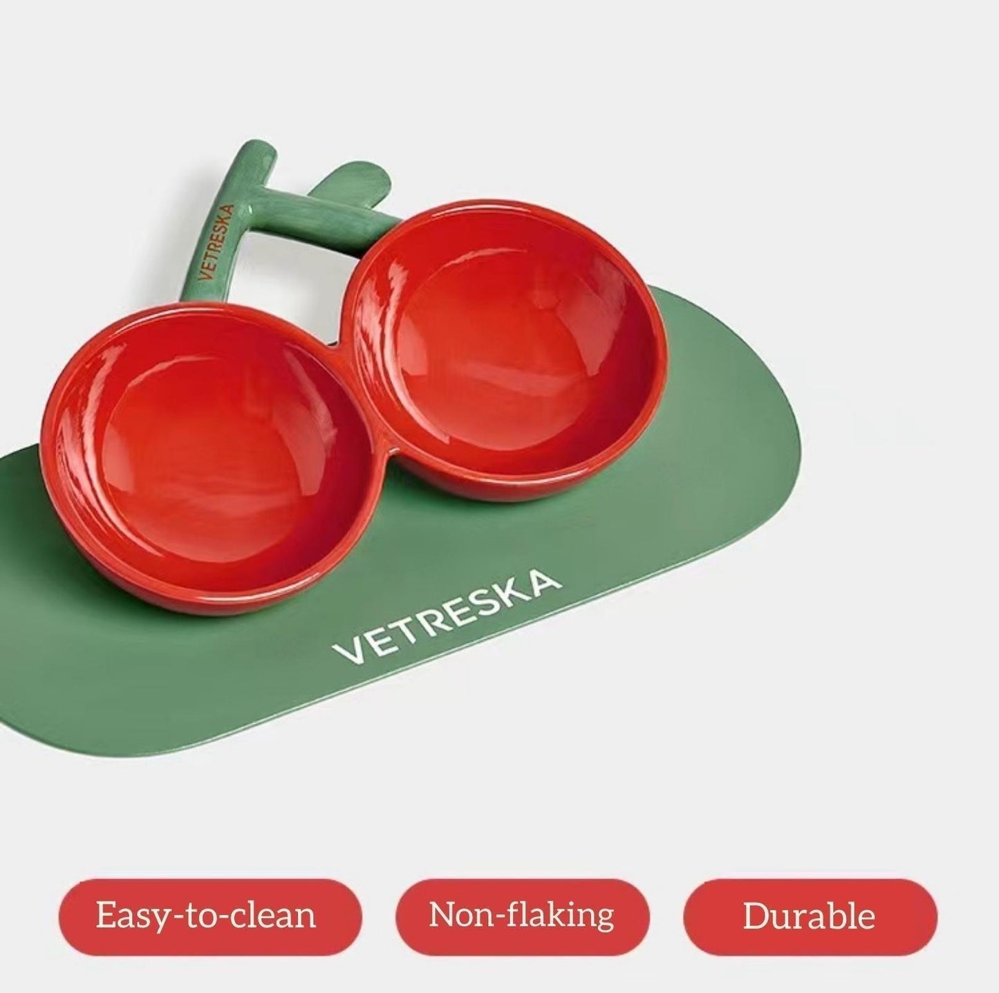 Vetreska Cherry Ceramic Cat Bowls Small Dog Bowls - {{product.type}} - PawPawUp