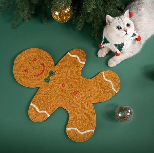 ZeZe Christmas Gingerbread Man Scratching Mat Cat Scratcher - {{product.type}} - PawPawUp